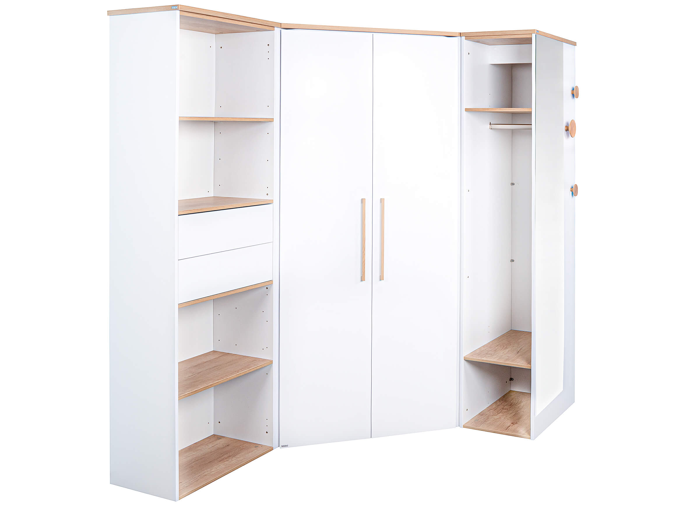 Eck-Kleiderschrank Oscar Basic von Paidi / Farbe: Weiss / Grösse: 186 x 142 cm