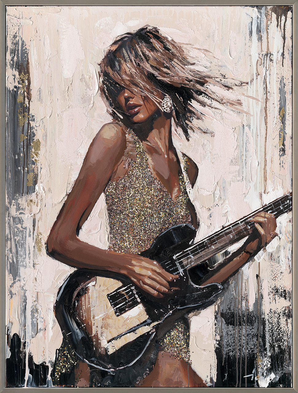 Gemälde-Black Guitar Girl-image LAND