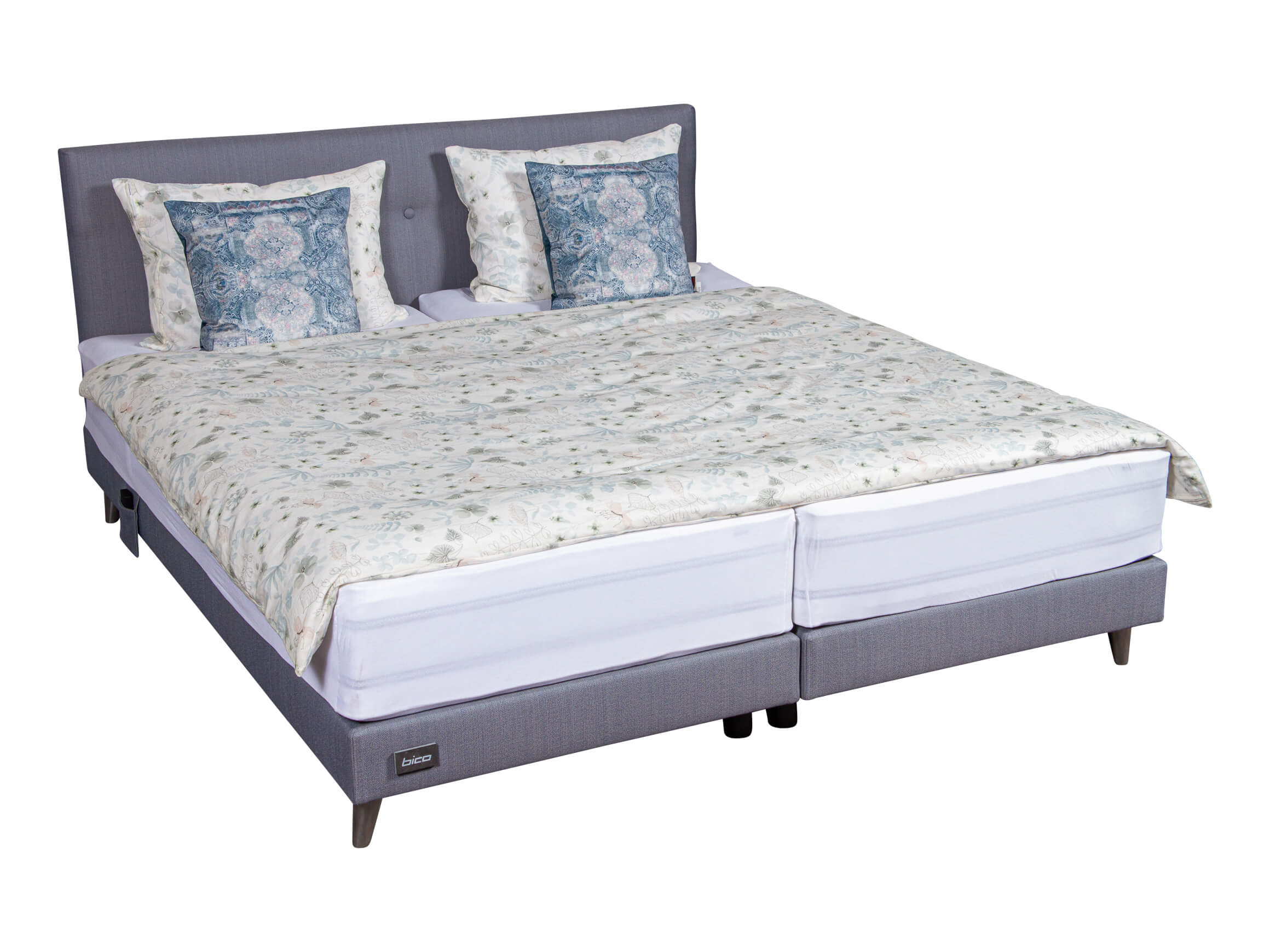 Lit boxspring Slim Bico / Alpach / Bleu fumé