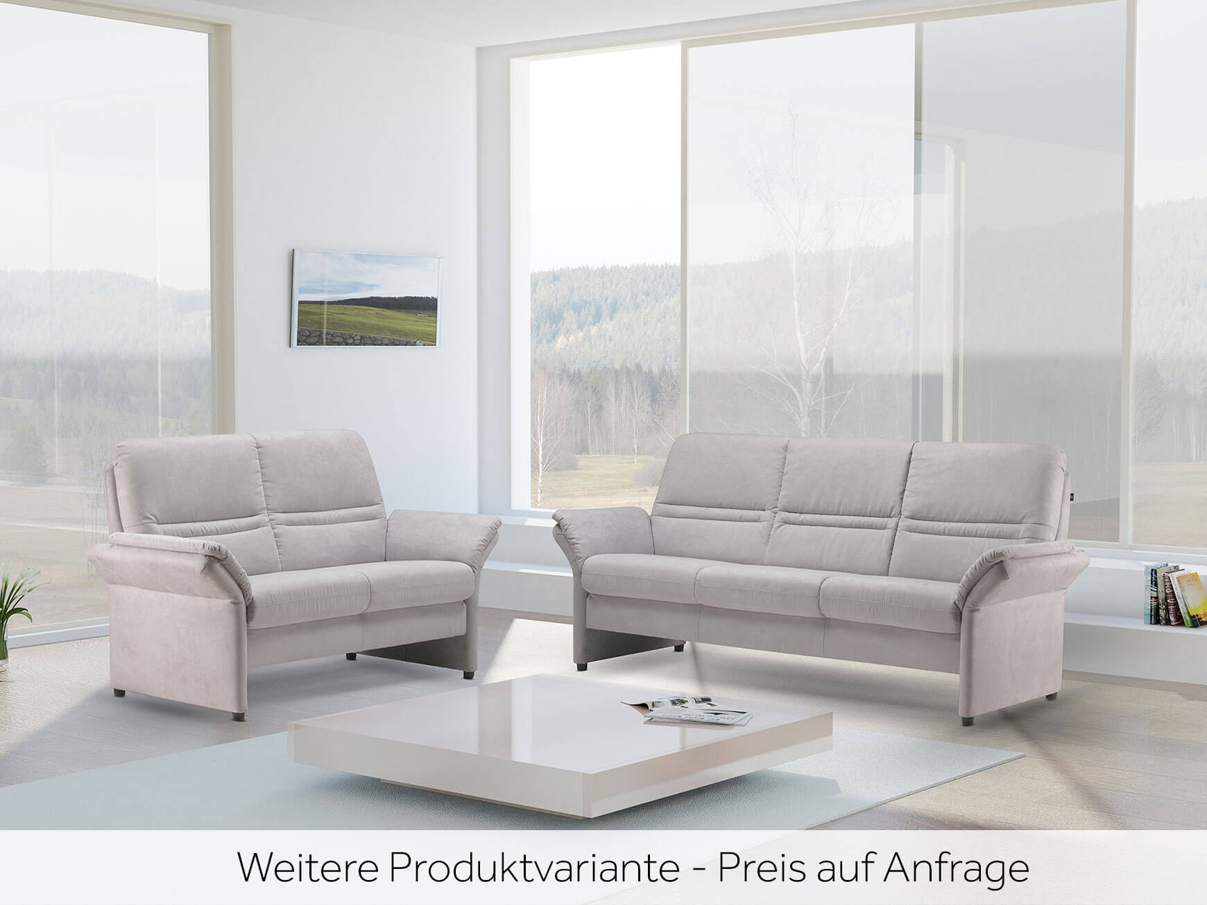 2er Sofa Damaris, Stoff Hellgrau, Metallfuss, b 212 cm