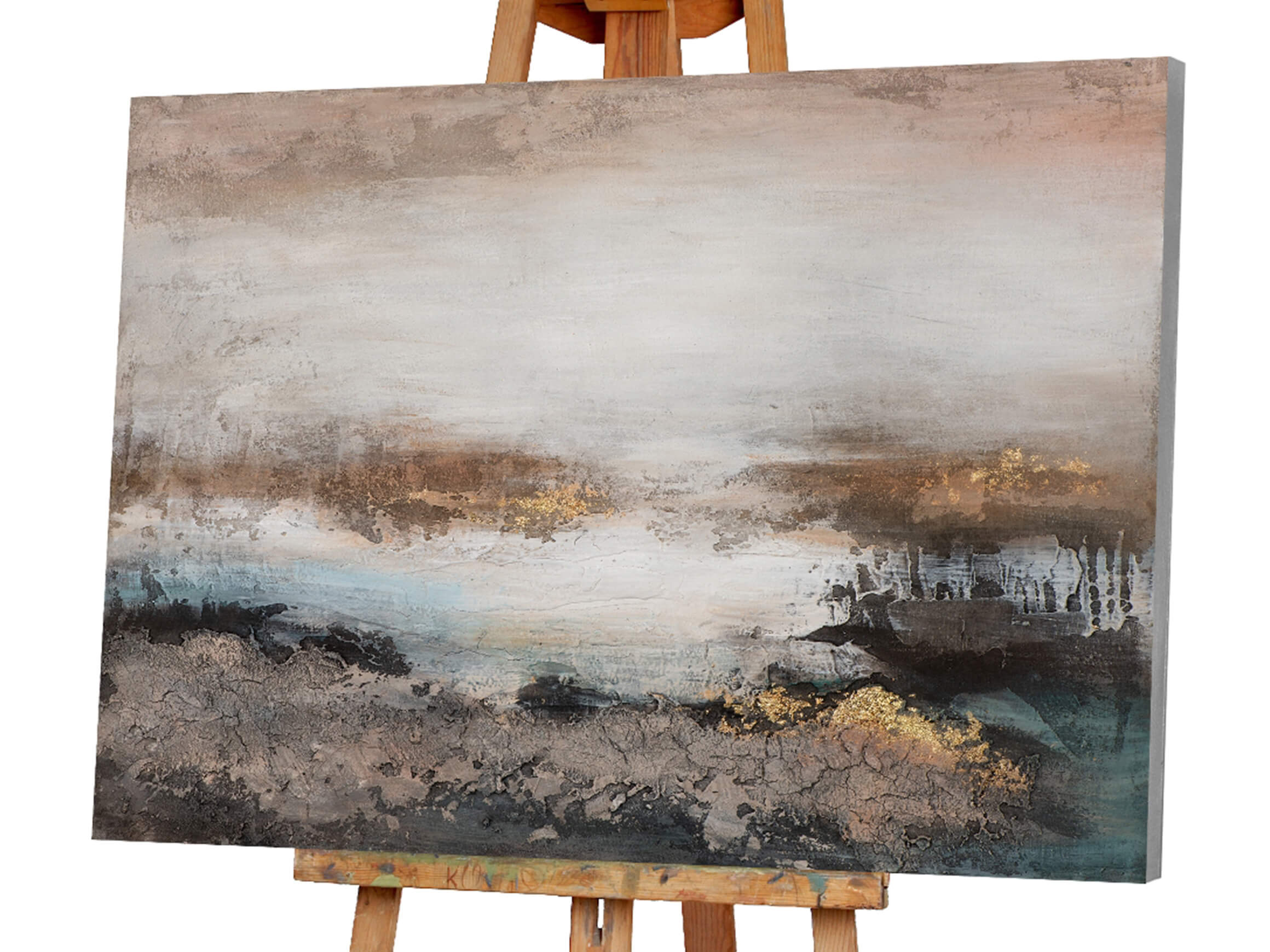 Bild Abstrakte Farbkomposition mit Braun,schwarz, Gold image LAND