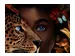 Digitaldruck auf Glas Mysteriöse Blaue Augen Einer Frau und Leopard image LAND