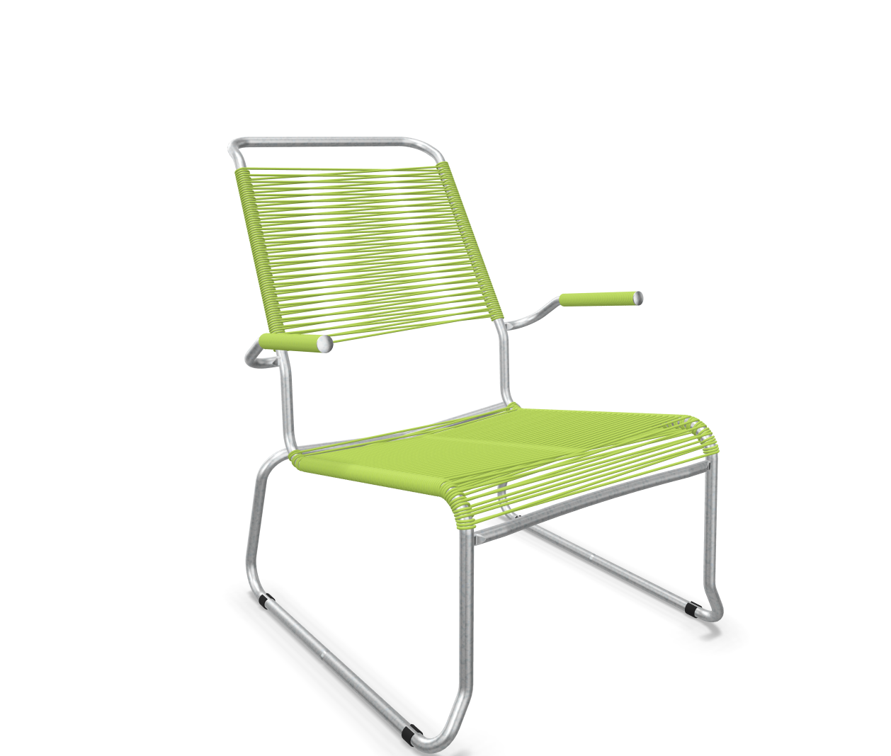 Schaffner Kufen-Spaghetti-Lounger Säntis mit Lehne / Hochlehner Feuerverzinkt Grün | Schubiger Möbel