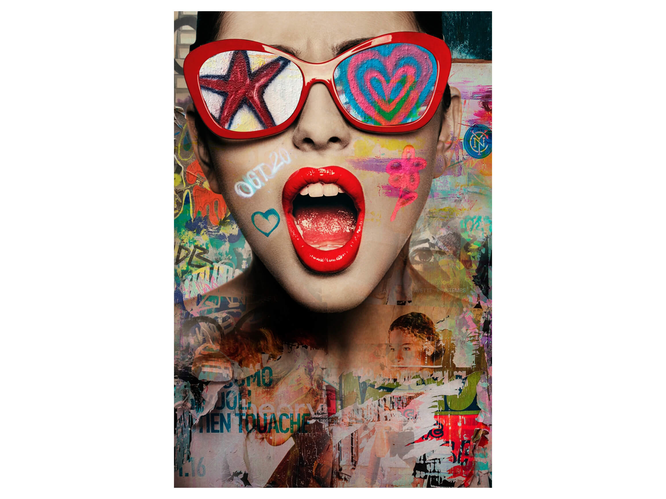 Digitaldruck auf Glas Street Art Sunglasses image LAND / Grösse: 120 x 80 cm