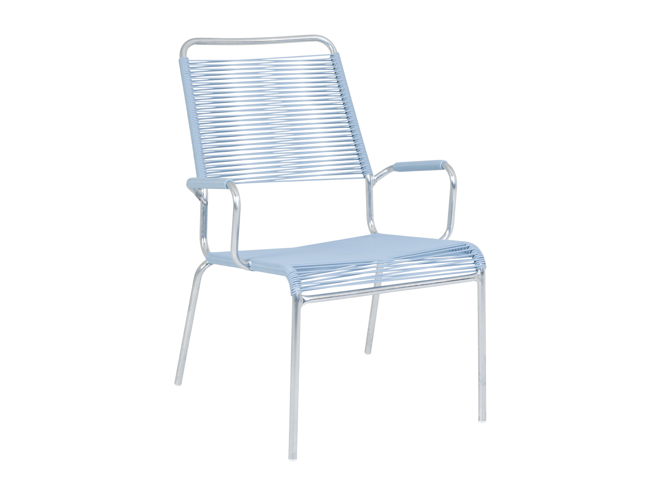 Spaghettisalon-Sessel Rigi mit Armlehnen von Schaffner / Farbe: Pastellblau / Grösse: x cm