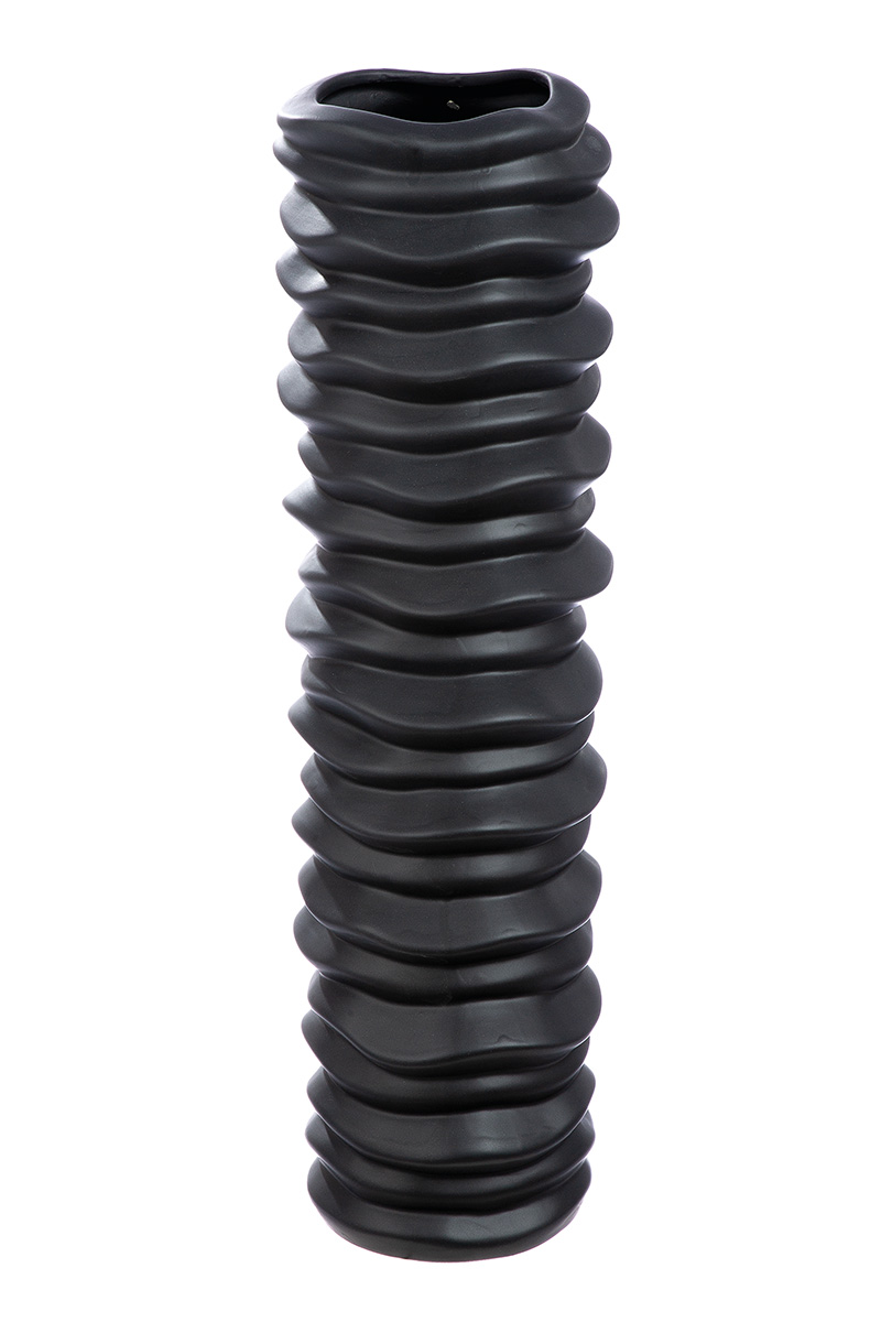 Gilde Vase Rillo Keramik Schwarz H: 46 cm Schwarz | Schubiger Möbel
