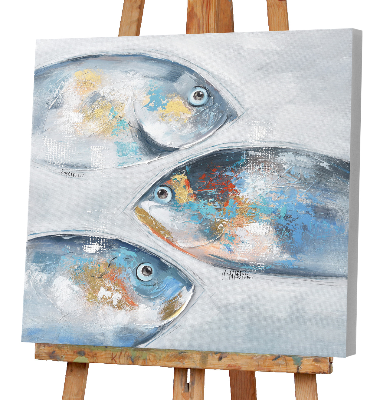 Gemälde-Goldblaue Fische-image LAND