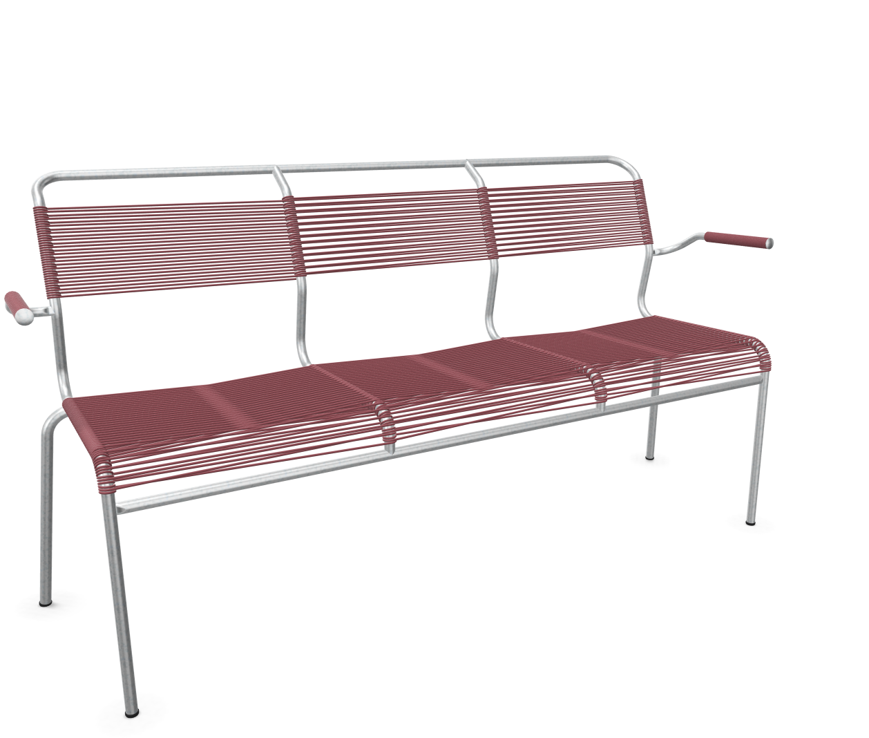 Schaffner Spaghetti-3er-Bank Säntis mit Lehne Feuerverzinkt Rot | Schubiger Möbel