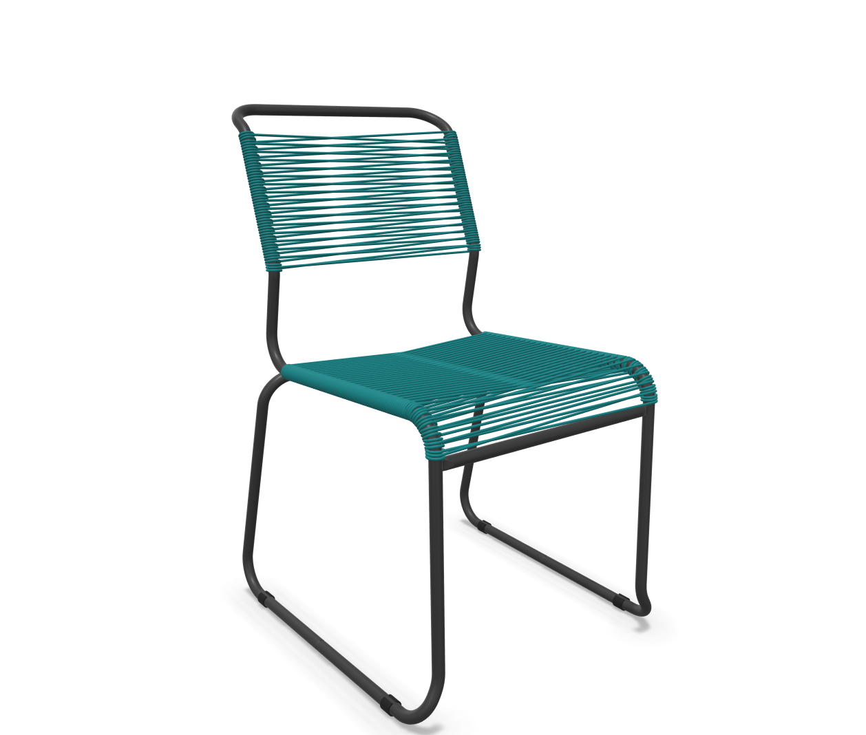 Kufen-Spaghetti-Stuhl Säntis von Schaffner / Farbe: Kaliblau / Grösse: 52 x 61 cm