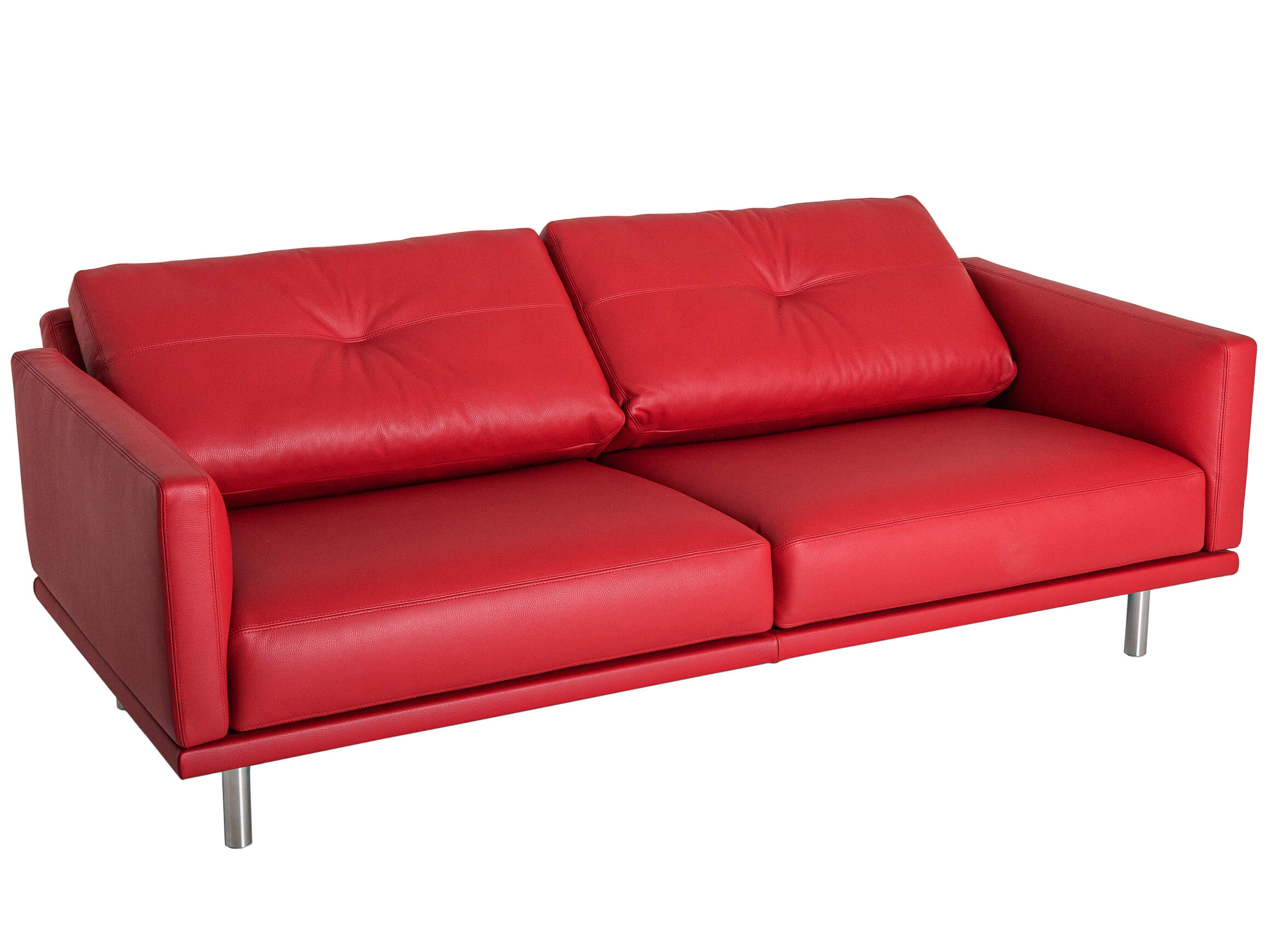 Sofa Moris B: 198 cm Intertime / Farbe: Koralle / Bezugsmaterial: Leder