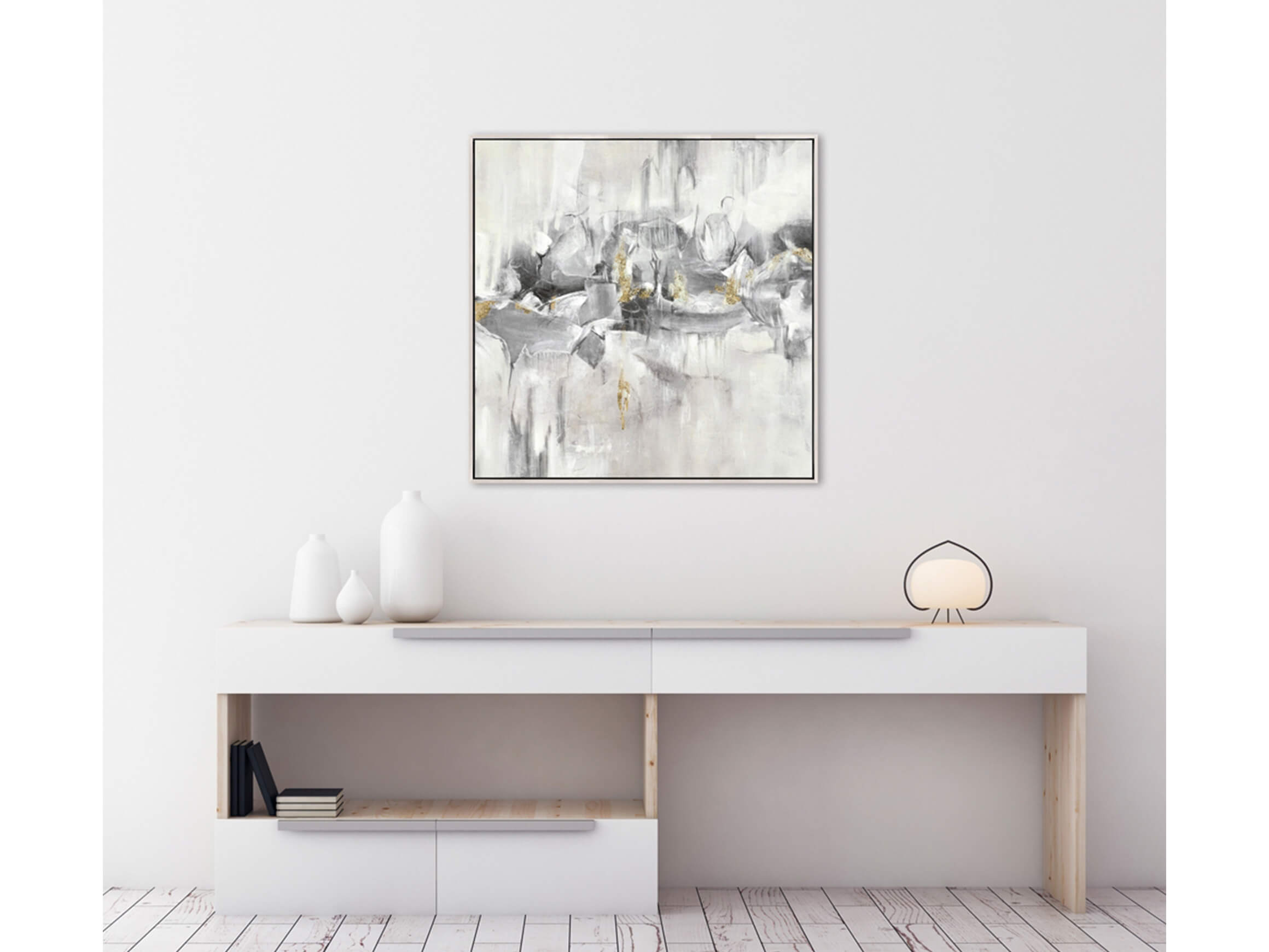 Bild Moderne Farbmelodie in Blaugrau image LAND / Grösse: 70 x 70 cm