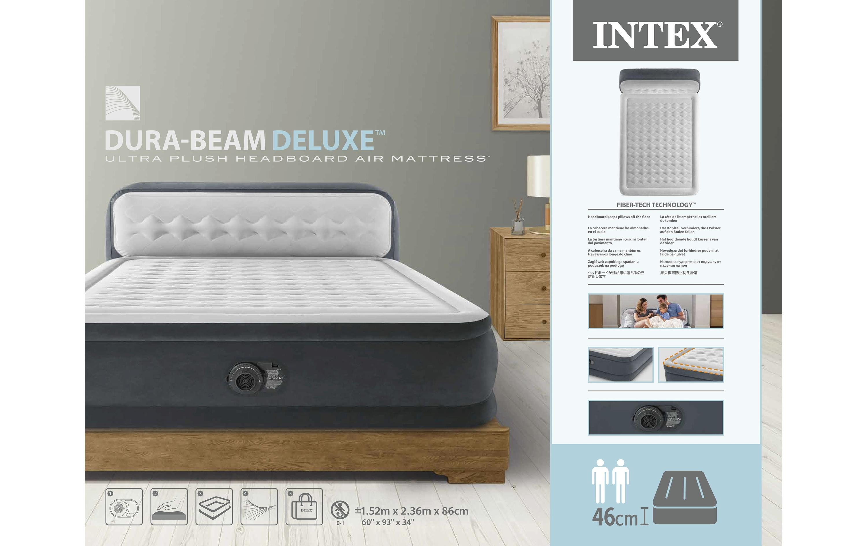 Luftbett mit Headboard Queen, 152x236 cm