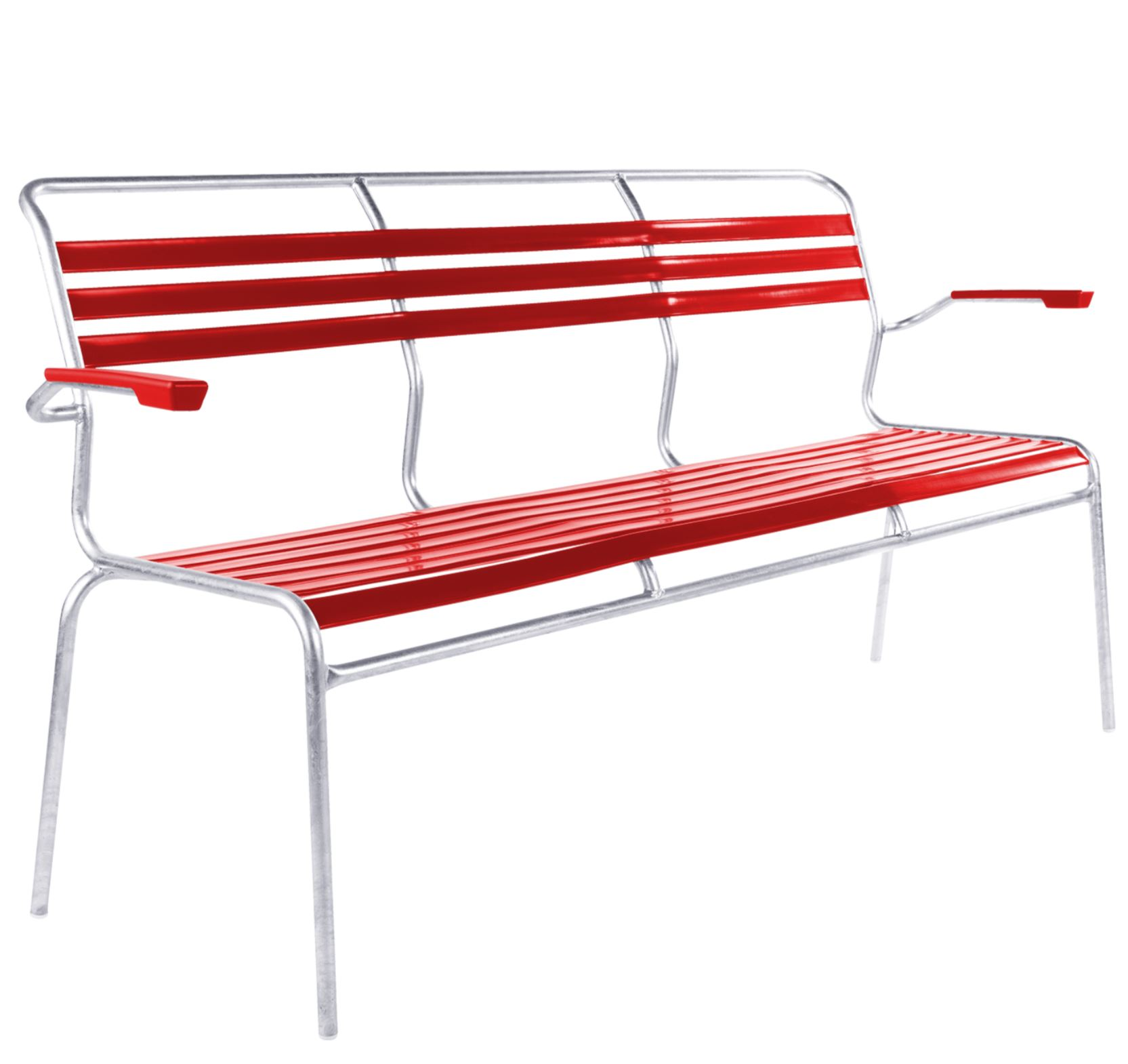Banc Lättli Säntis avec accoudoirs Schaffner / Couleur : rouge