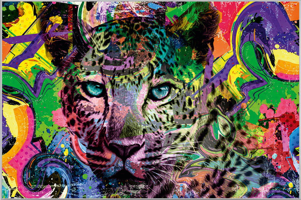 Bild mit Rahmen-Pop Art Leopard-image LAND