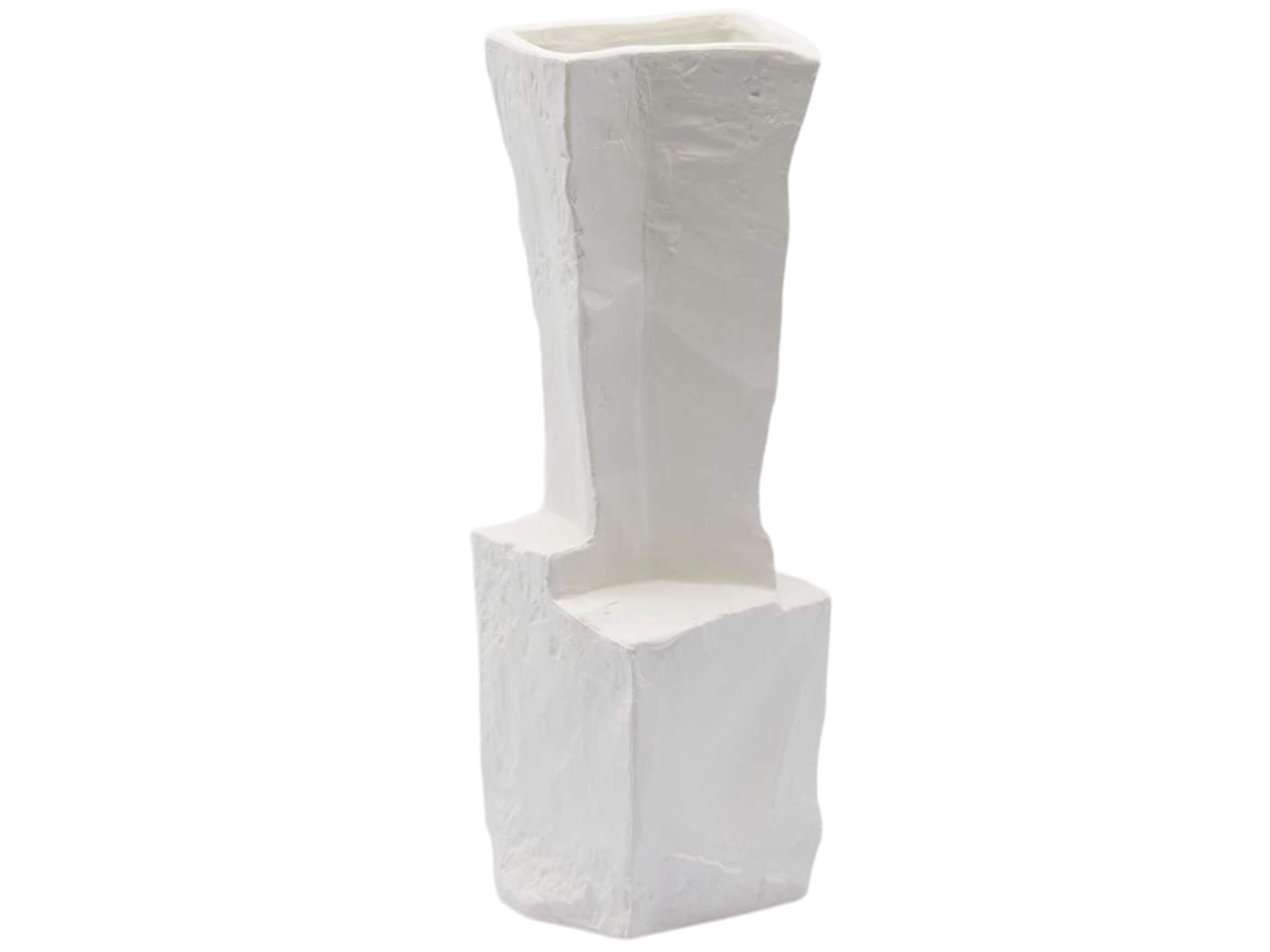 Edg Vase Kantig Matt Weiss H: 30 cm  | Schubiger Möbel