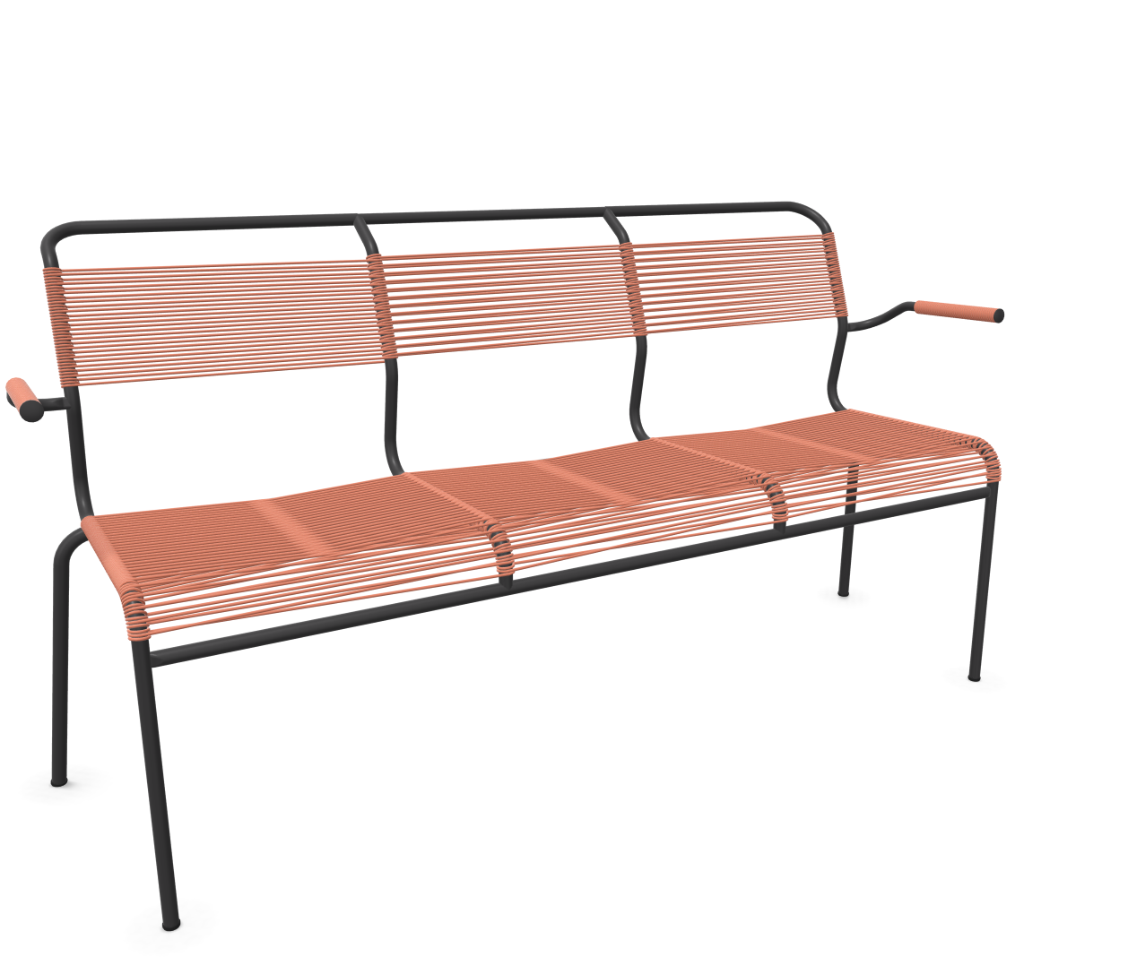 Schaffner Spaghetti-3er-Bank Säntis mit Lehne Braun | Schubiger Möbel