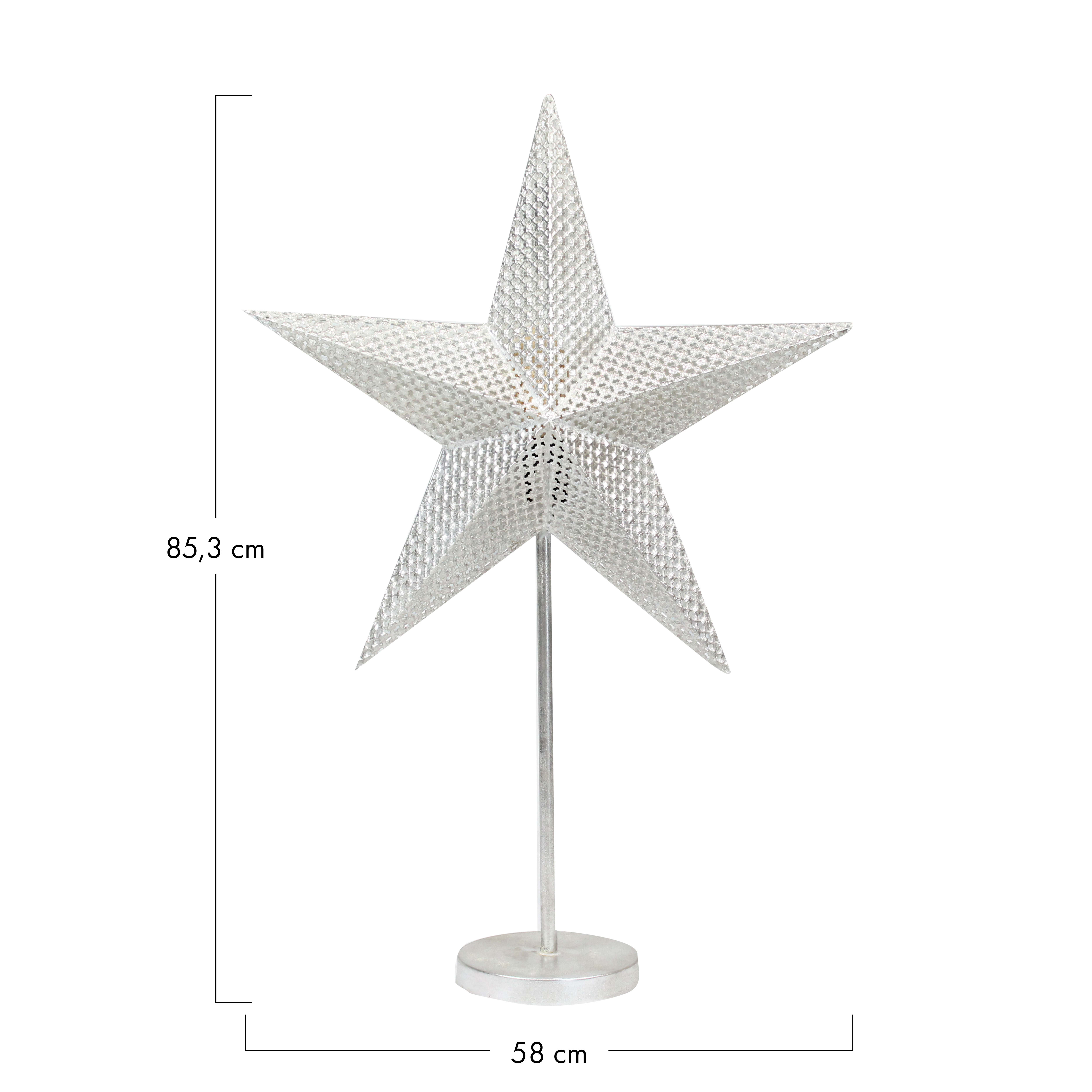 Tischleuchte Stern Aus Metall, Silber H: 86 cm Decofinder