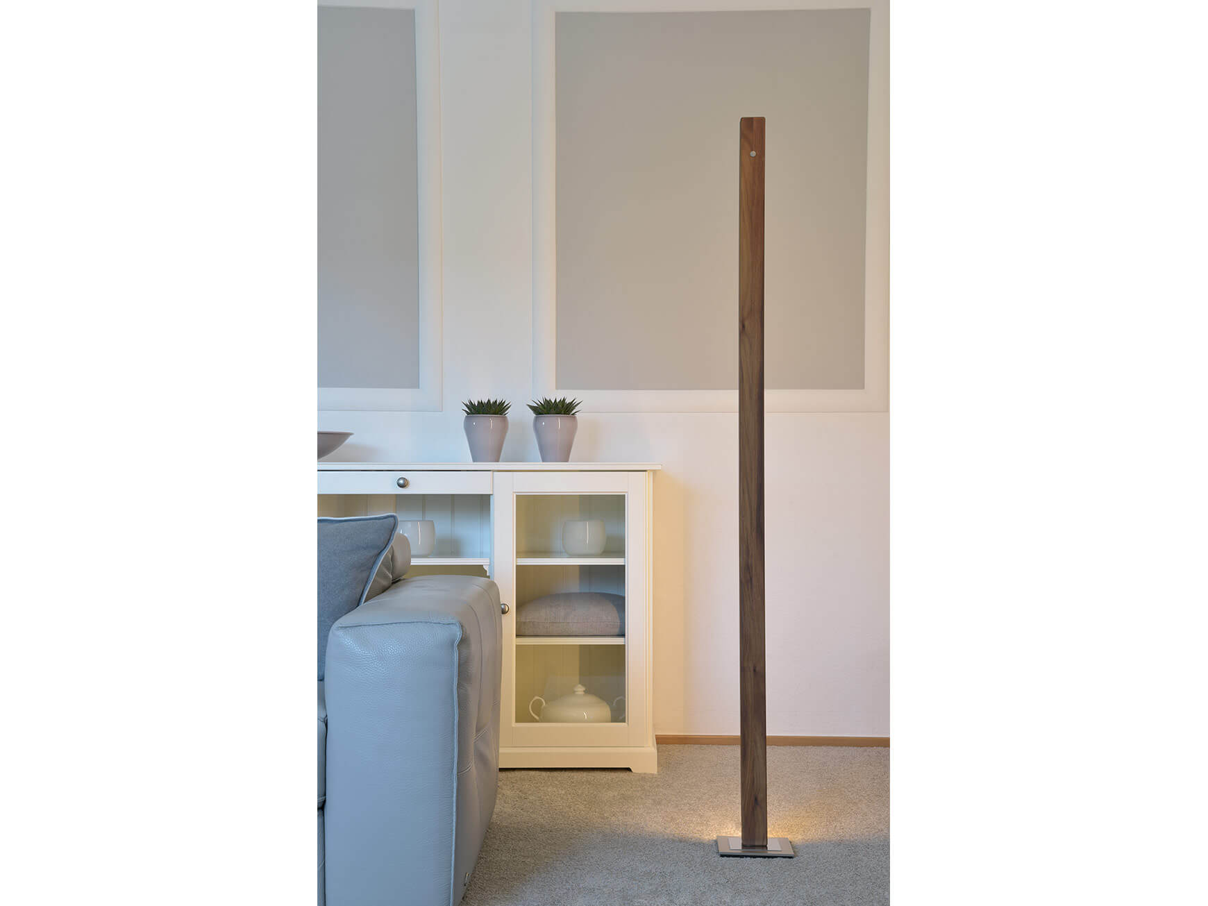 Stehlampe Leana Nussbaum b: 20cm, Leuchte: Nickel Matt Gebürstet