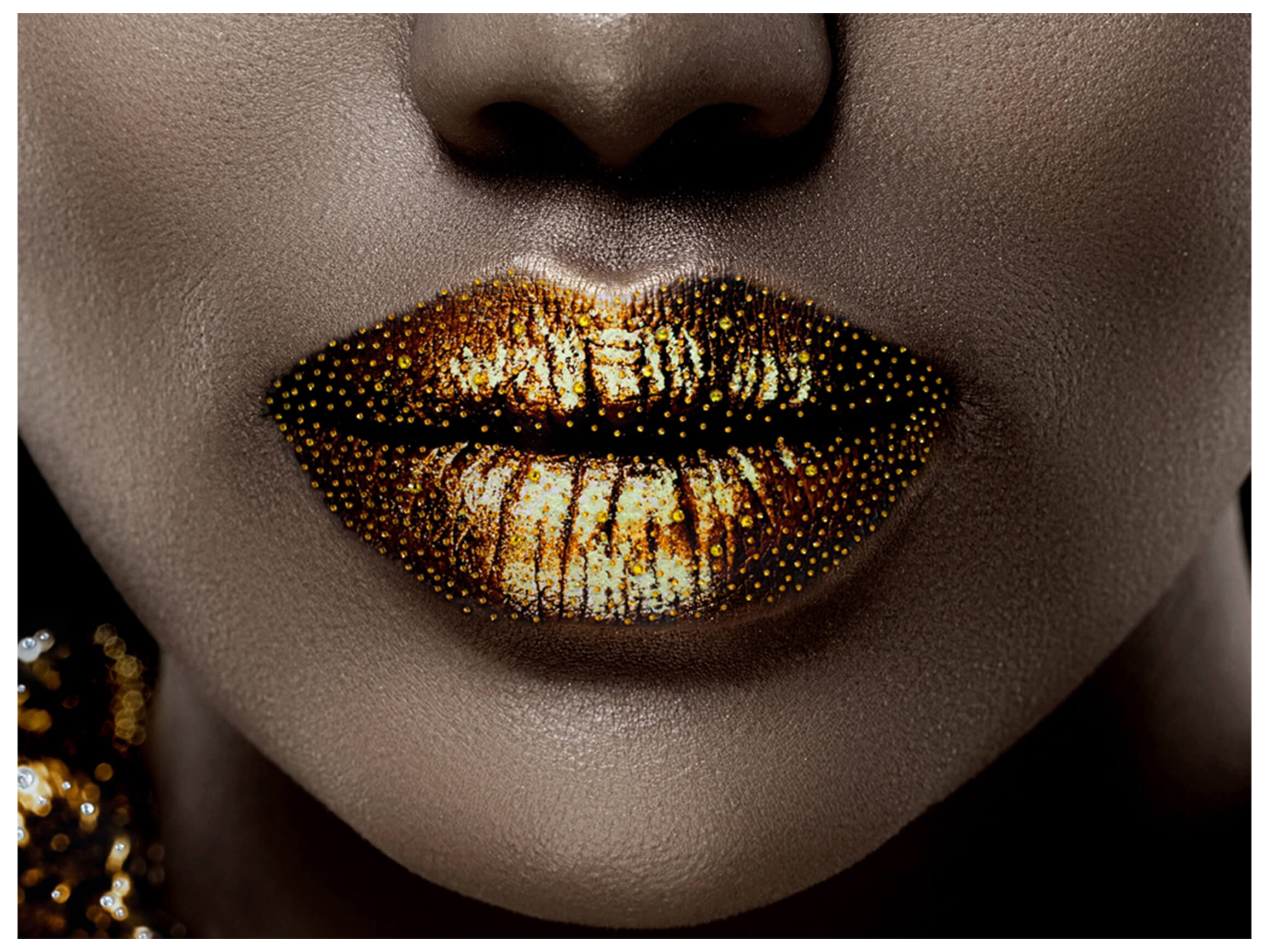 Digitaldruck auf Glas Goldenes Augen und Lippen-Make up image LAND
