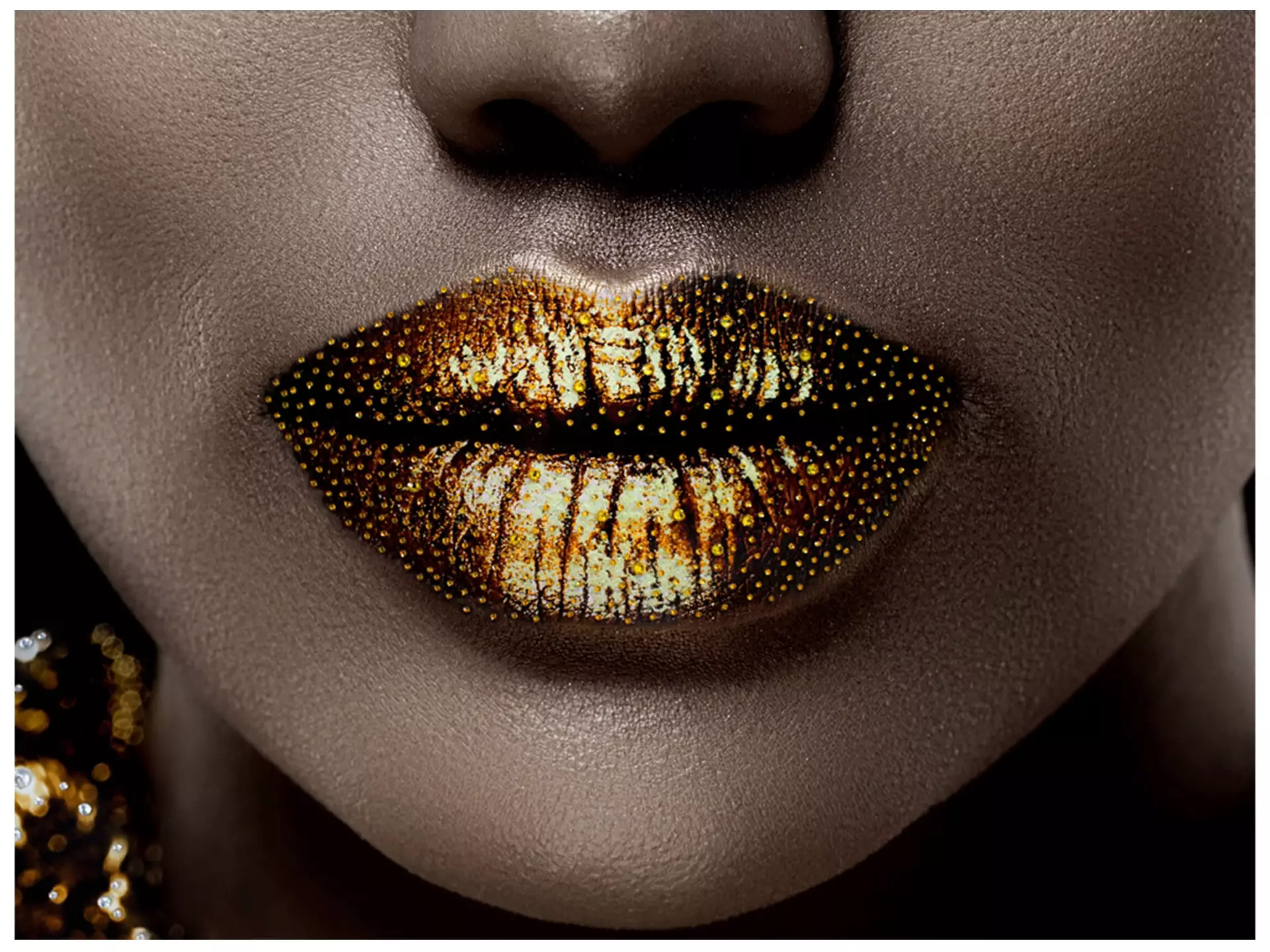 Digitaldruck auf Glas Goldenes Augen und Lippen-Make up image LAND