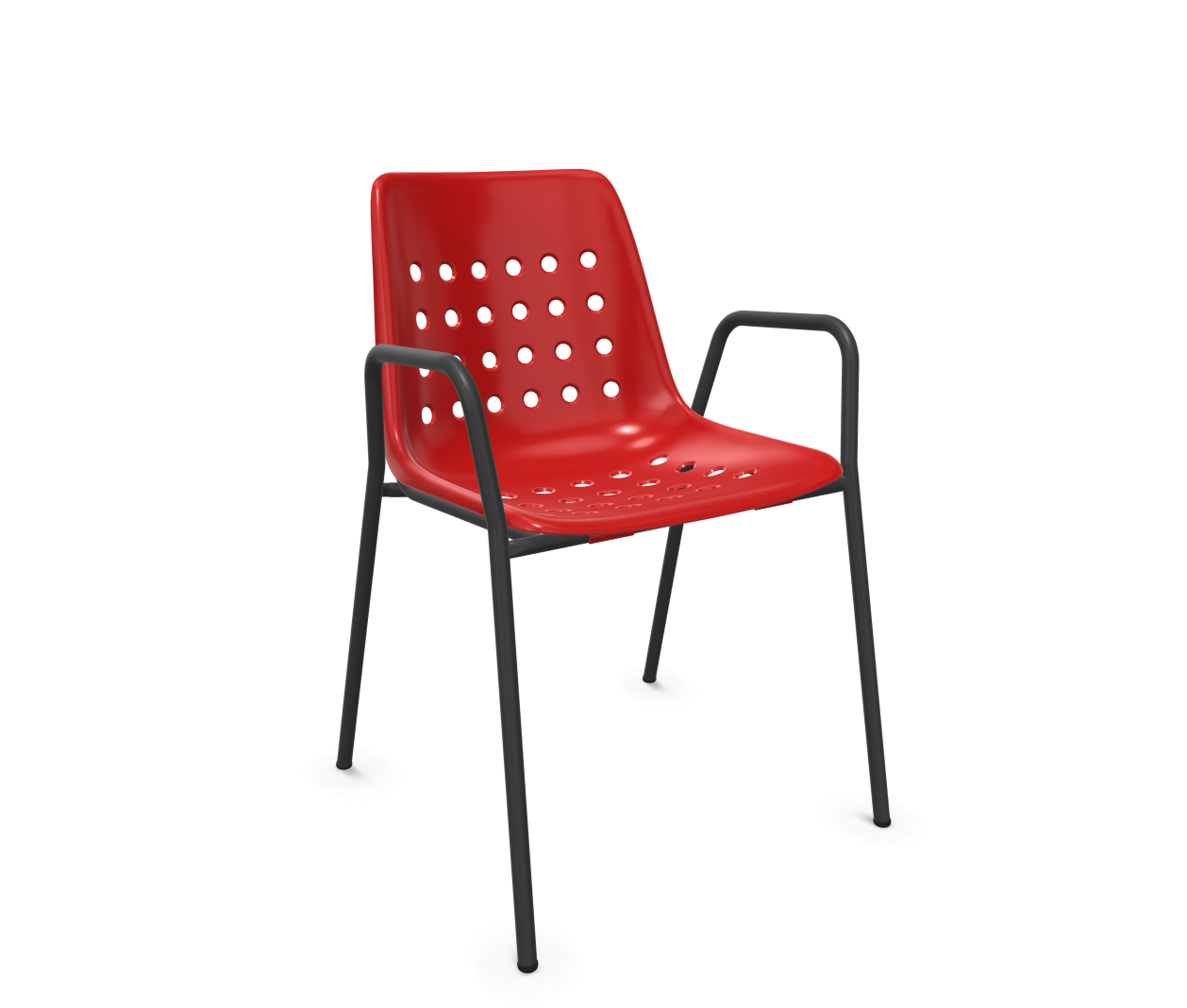 Schalen-Stuhl Bermuda mit Armlehne Rundrohr von Schaffner / Farbe: Rot / Grösse: 58 x 52 cm