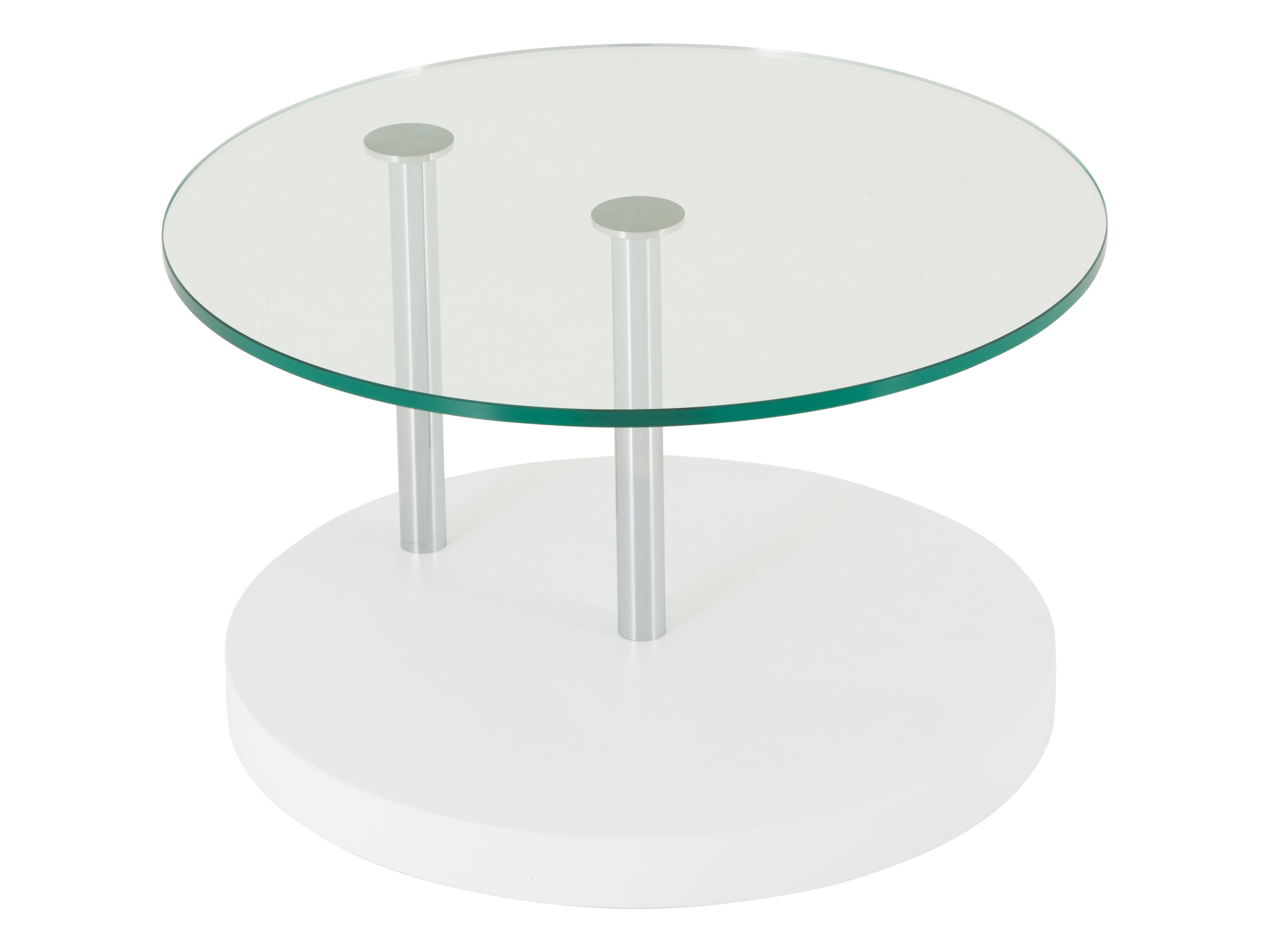 Salontisch Nizza Weiss, Glas, Lack Weiss, Rollbar,