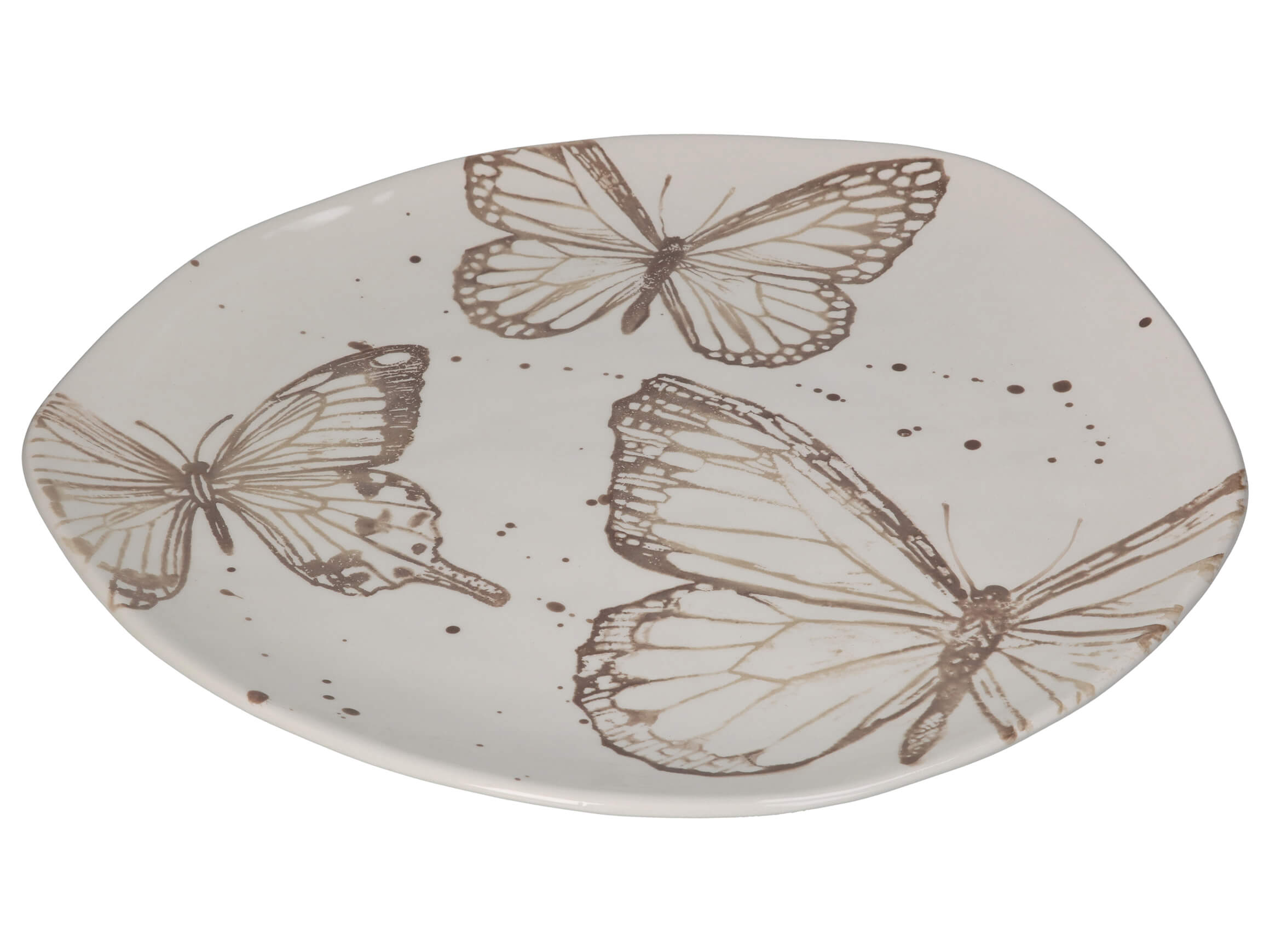 Tablett Schmetterling, Keramik H: 3 cm Kersten / Farbe: Grau Weiss
