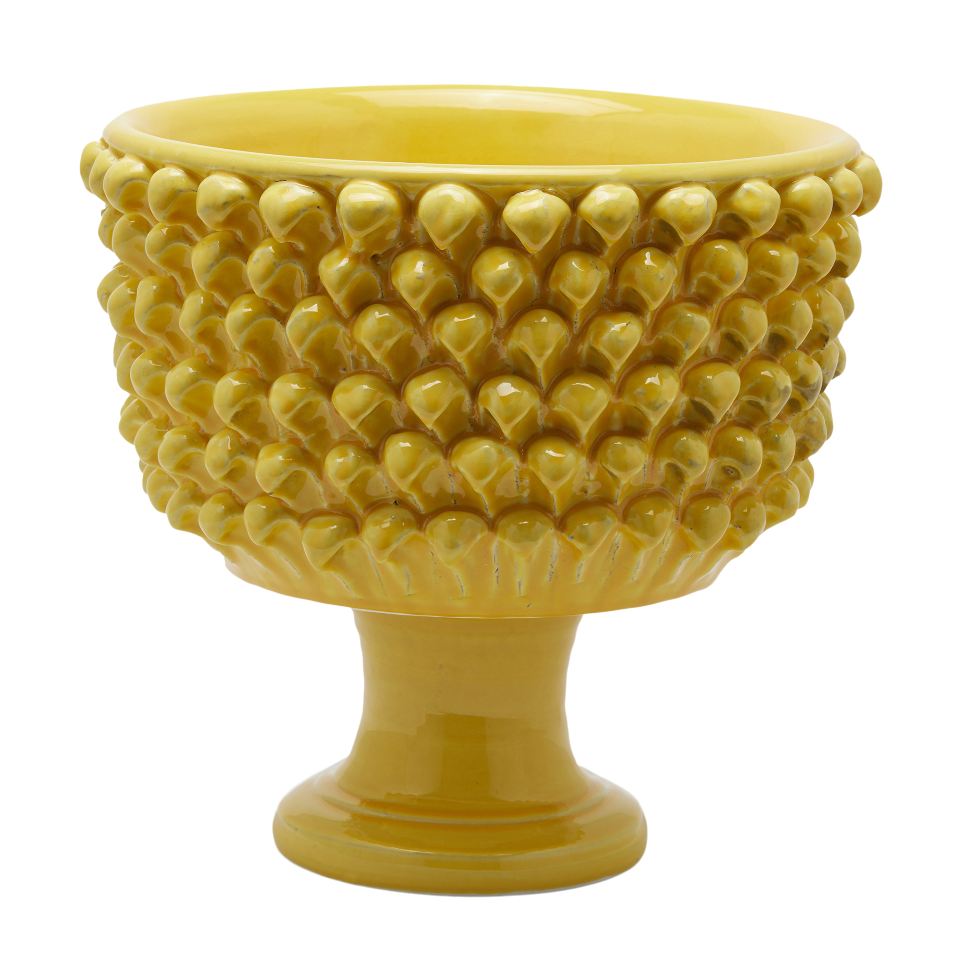 Vase Tannenzapfen Schale mit Fuss, Keramik H: 31 cm Edg