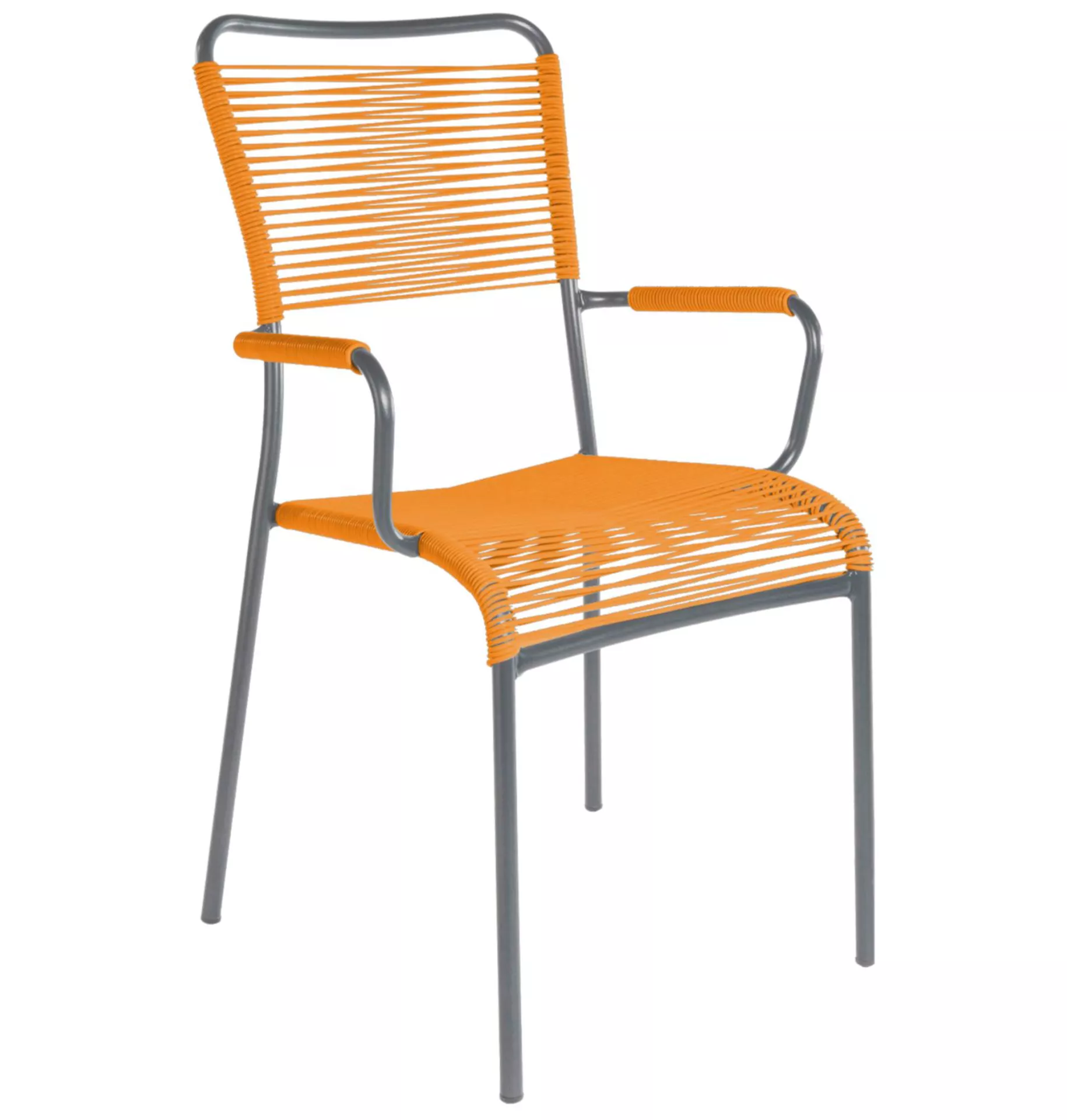 Spaghetti-Stuhl Mendrisio mit Armlehne Schaffner / Farbe: Orange