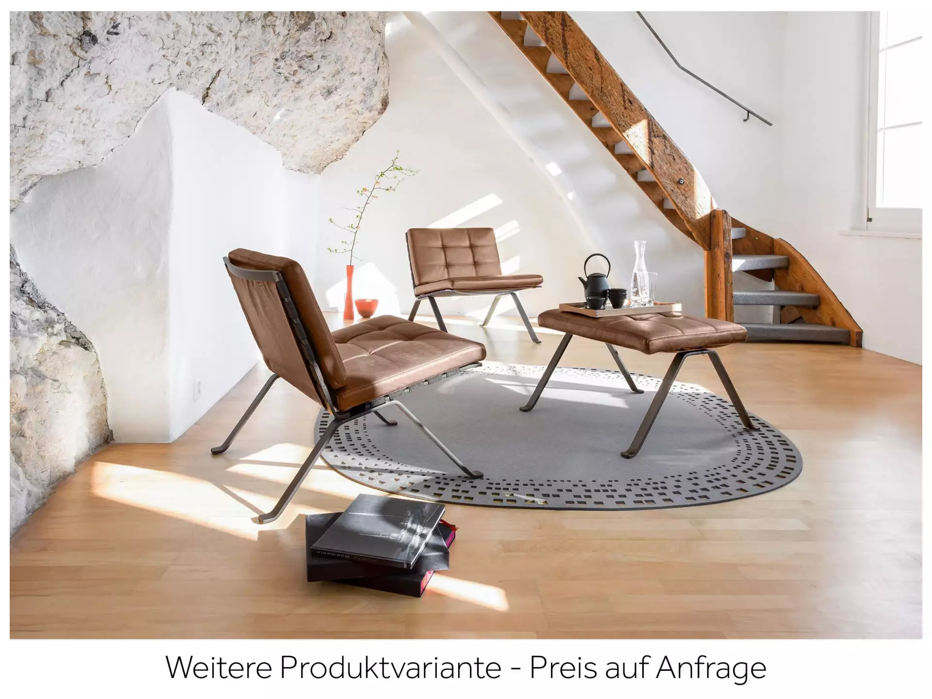 Sessel + Hocker 1600 Girsberger / Farbe: Schwarz / Bezugsmaterial: Leder