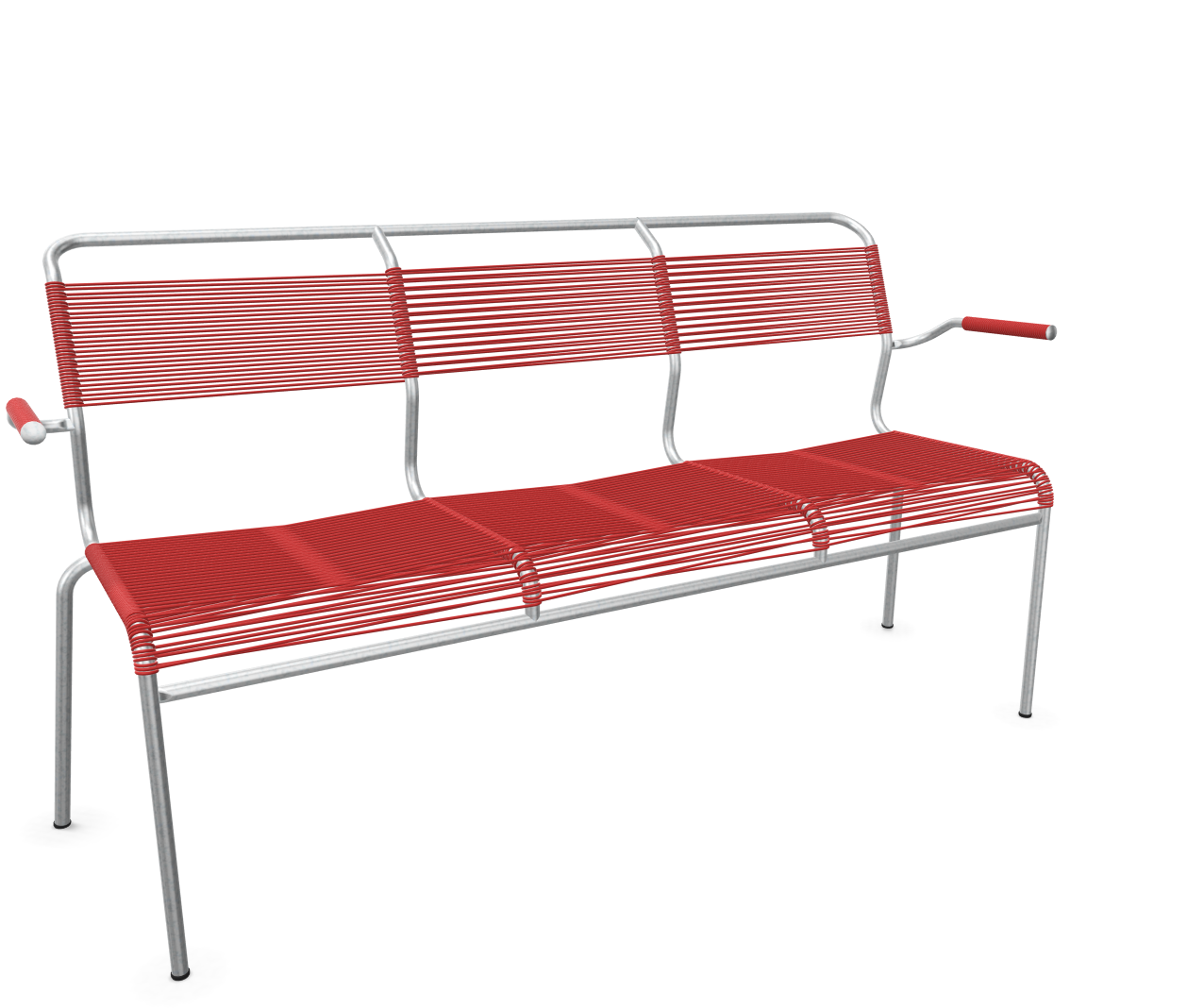 Schaffner Spaghetti-3er-Bank Säntis mit Lehne Feuerverzinkt Rot | Schubiger Möbel