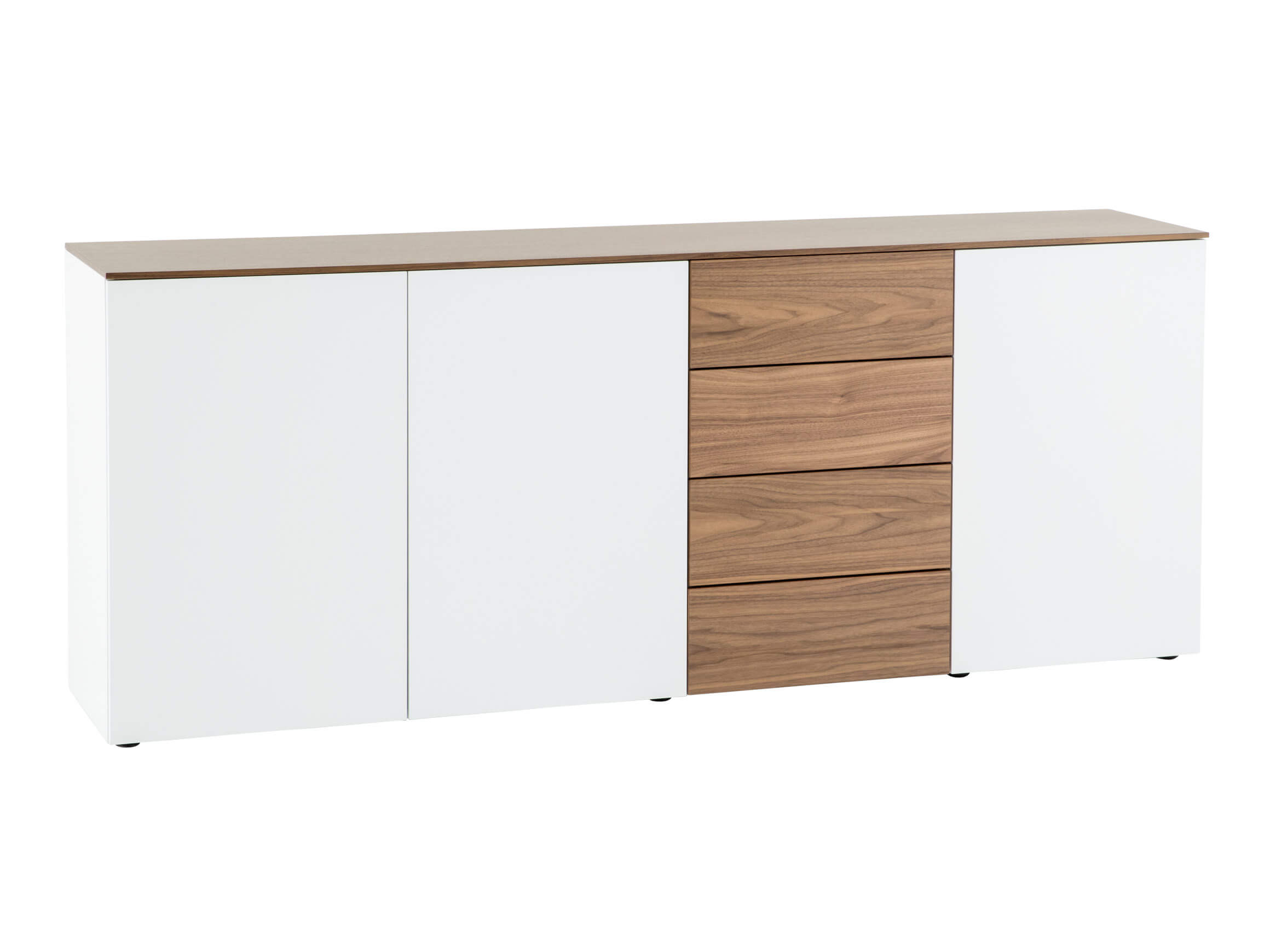 Sideboard Garda Living, Weiss, Nussbaum, b 200 cm t 41 cm h 79 cm