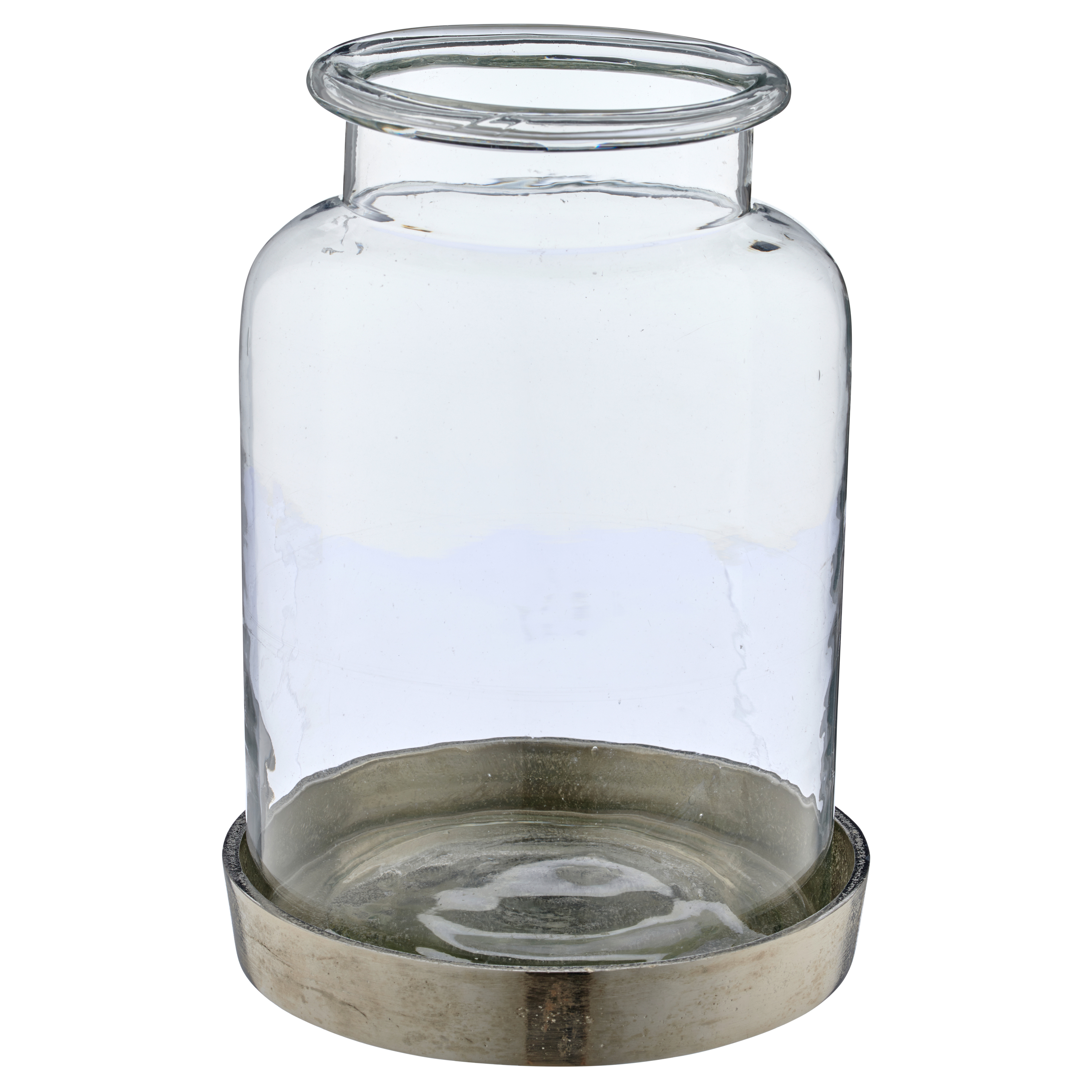 Gasper Windlicht Lepuro Glas Auf Aluminiumfuss  | Schubiger Möbel