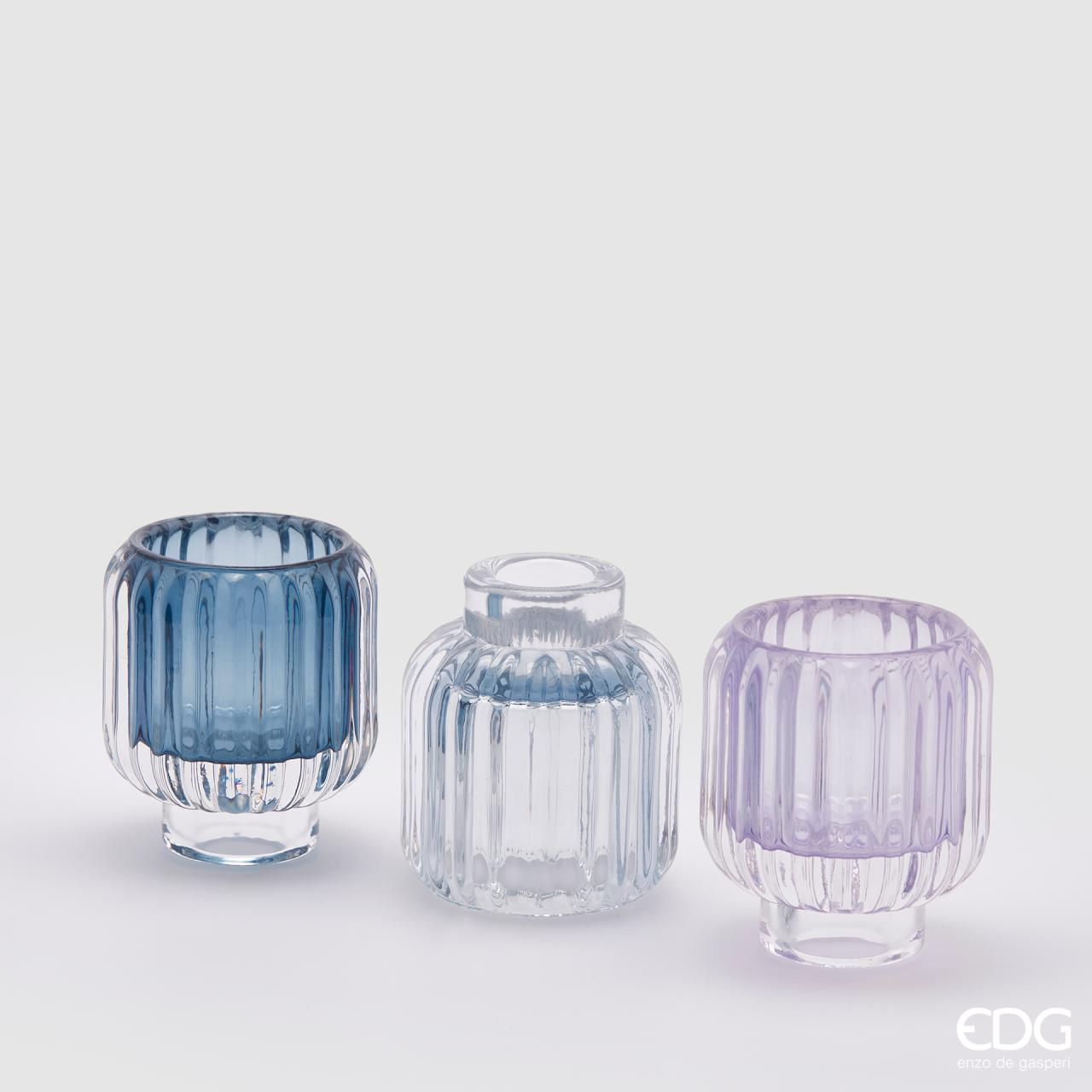Candlestick clear glass H: 8 cm Edg