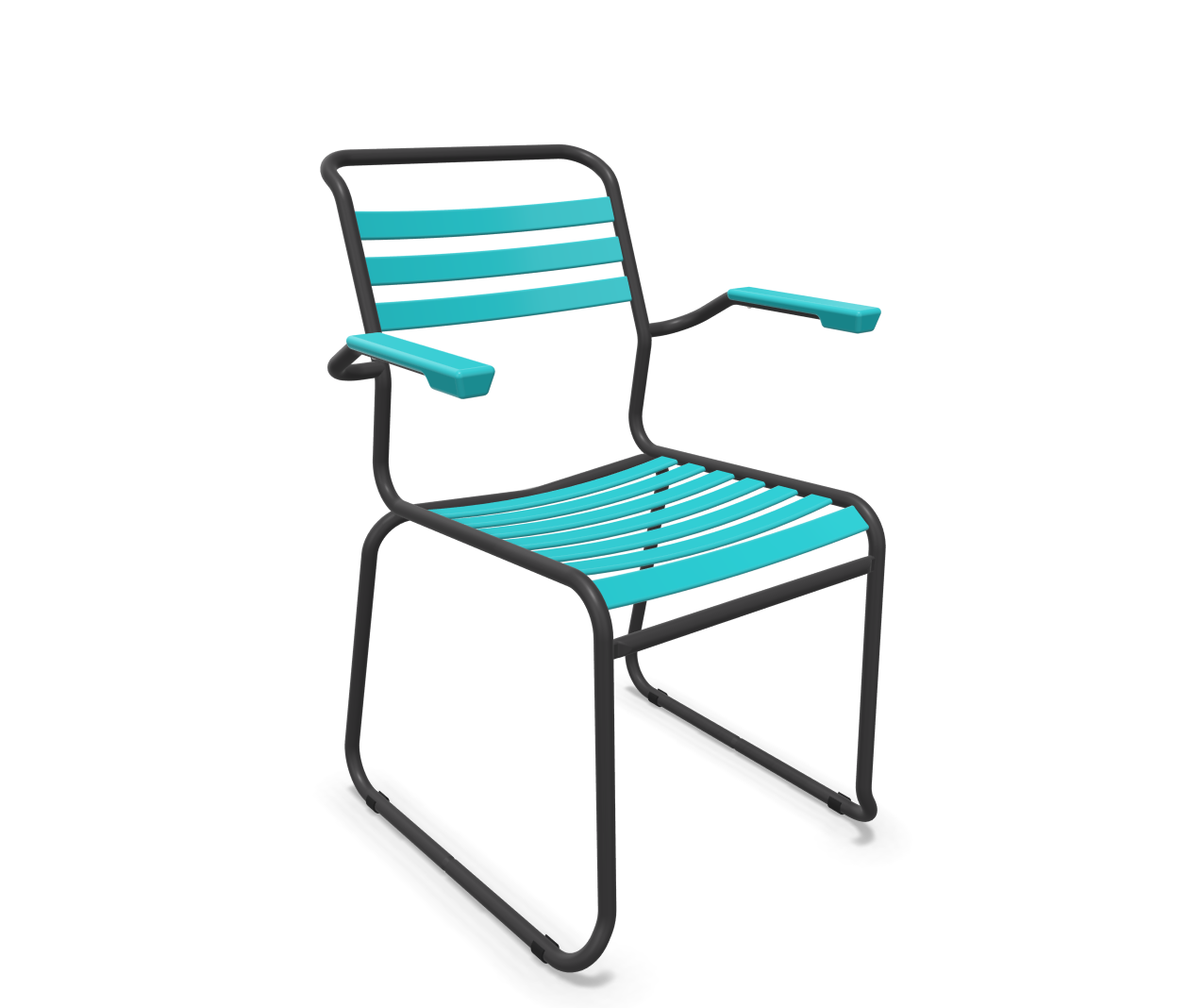 Schaffner Kufen-Lättli-Stuhl Säntis mit Lehne Blau | Schubiger Möbel