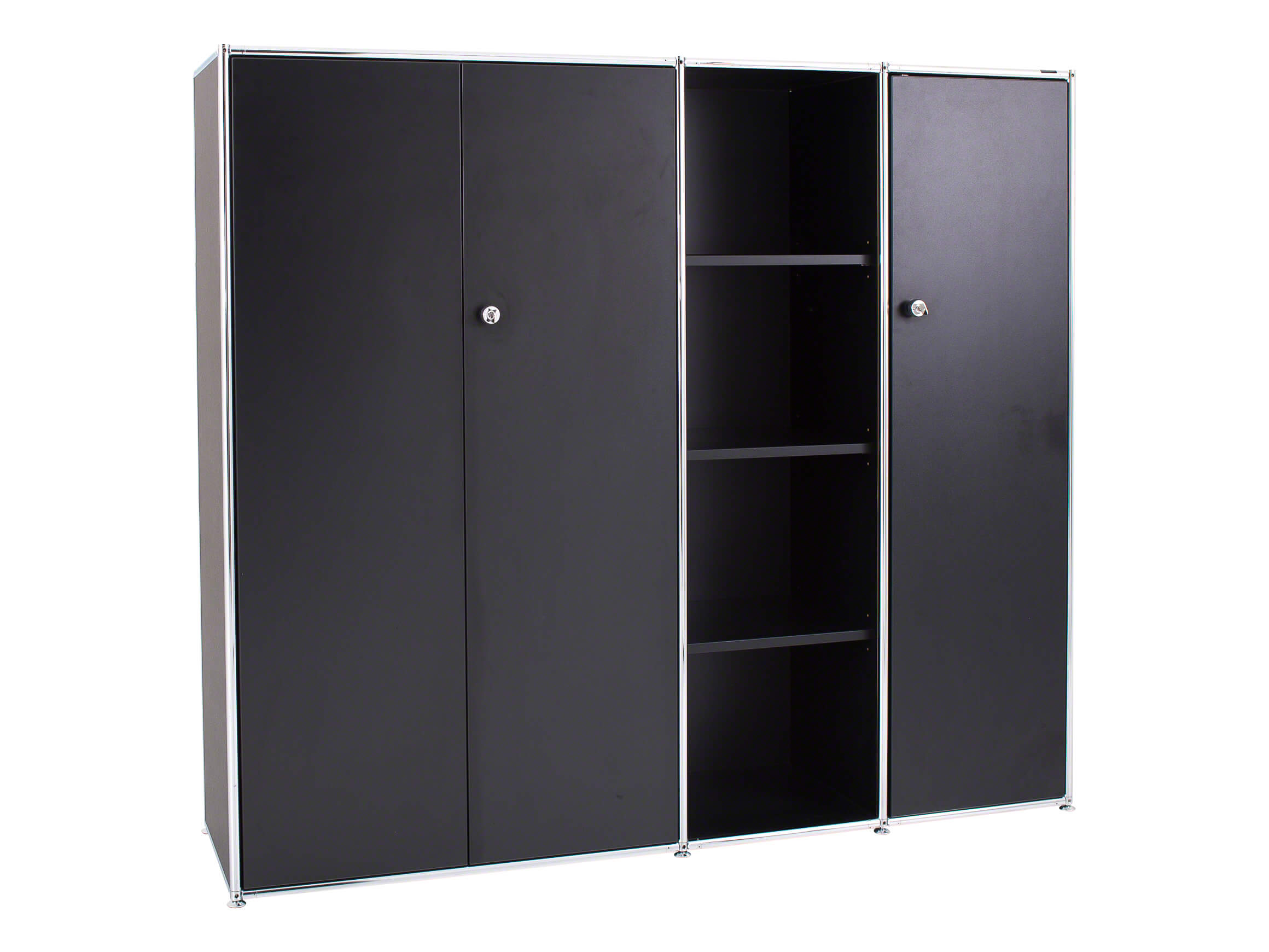 Sideboard Cosmic Object, noir, chrome brillant, l 160 cm