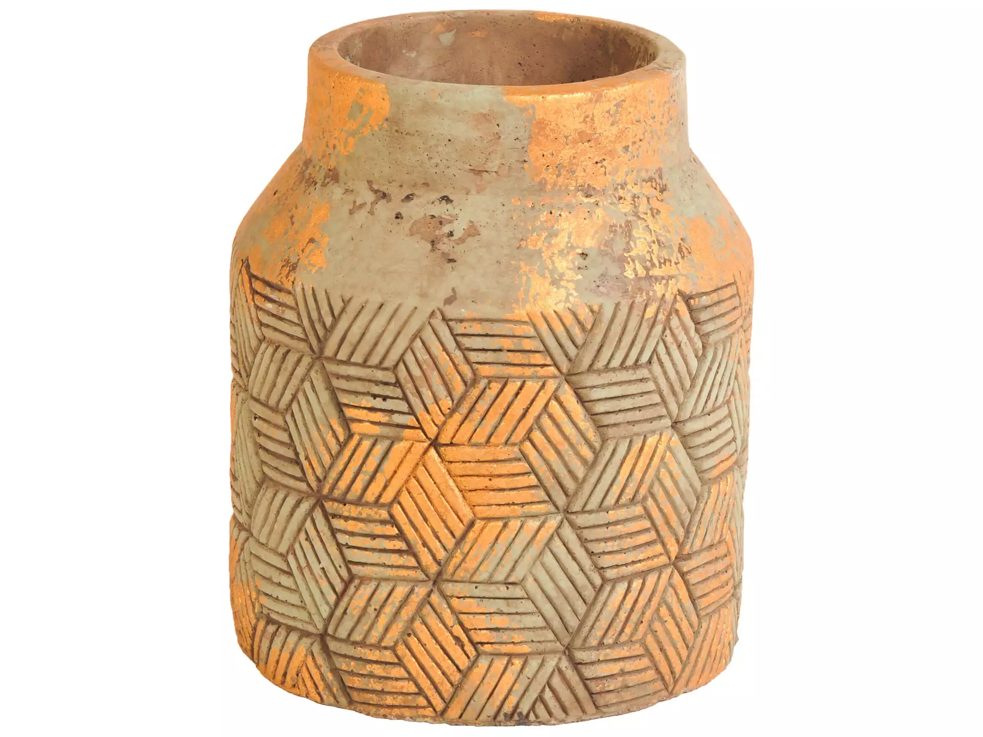 Vase Beton Rund H: 19 cm Schlittler / Farbe: Grau Orange