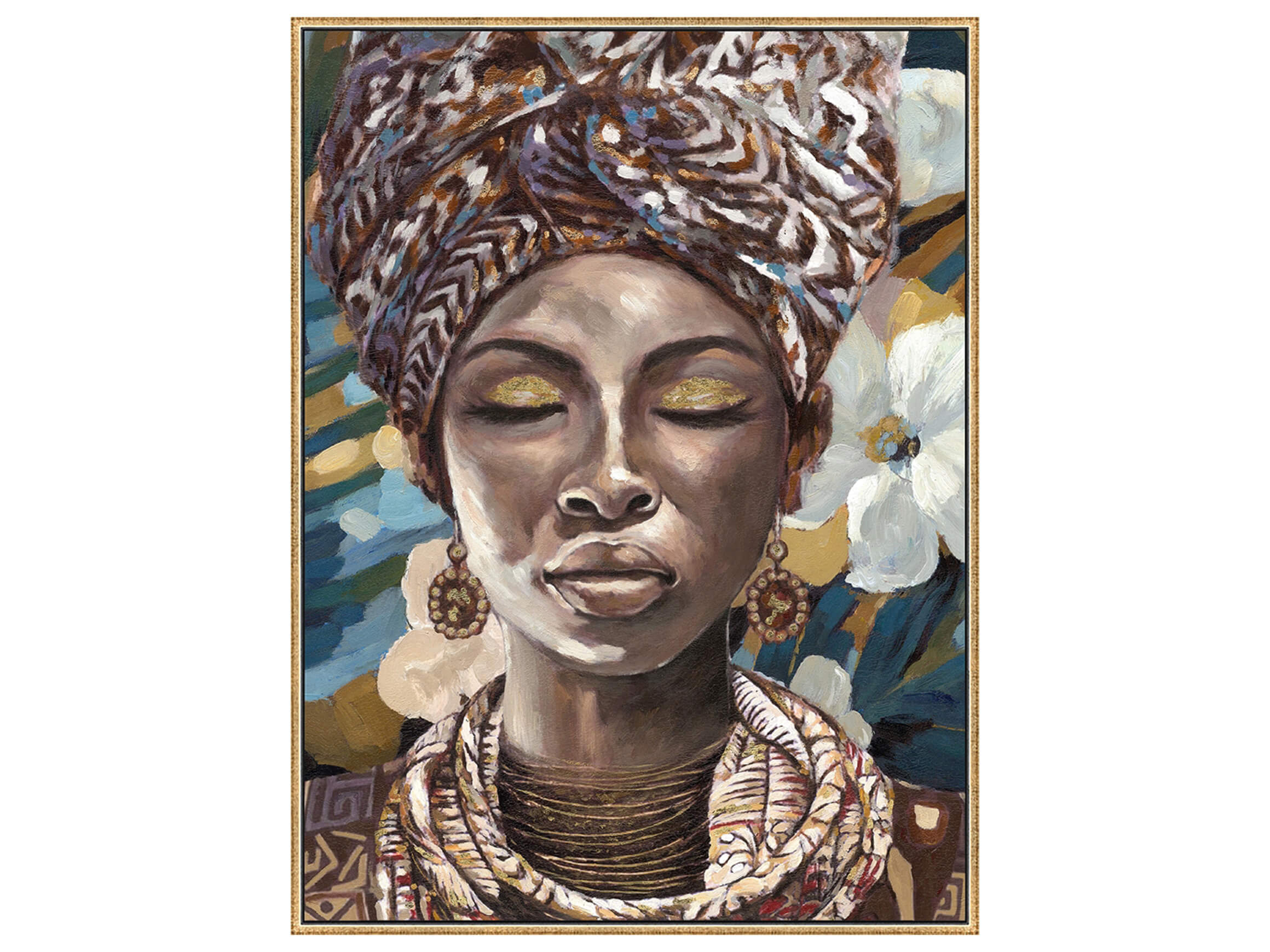 Bild Träumende Schönheit mit Blumen image LAND / Grösse: 80 x 60 cm