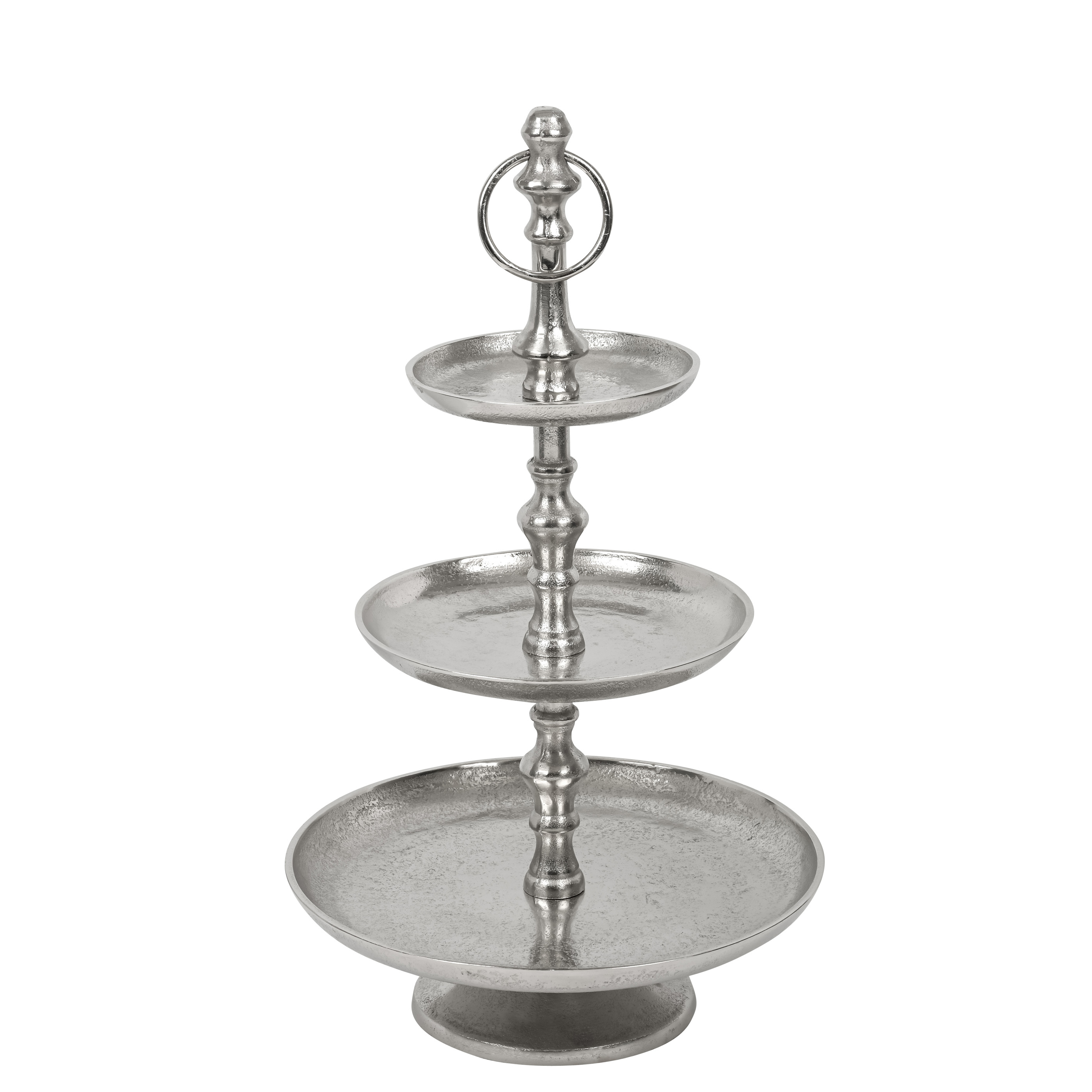 Etagere 3 Böden, Aluguss, Silber Decofinder