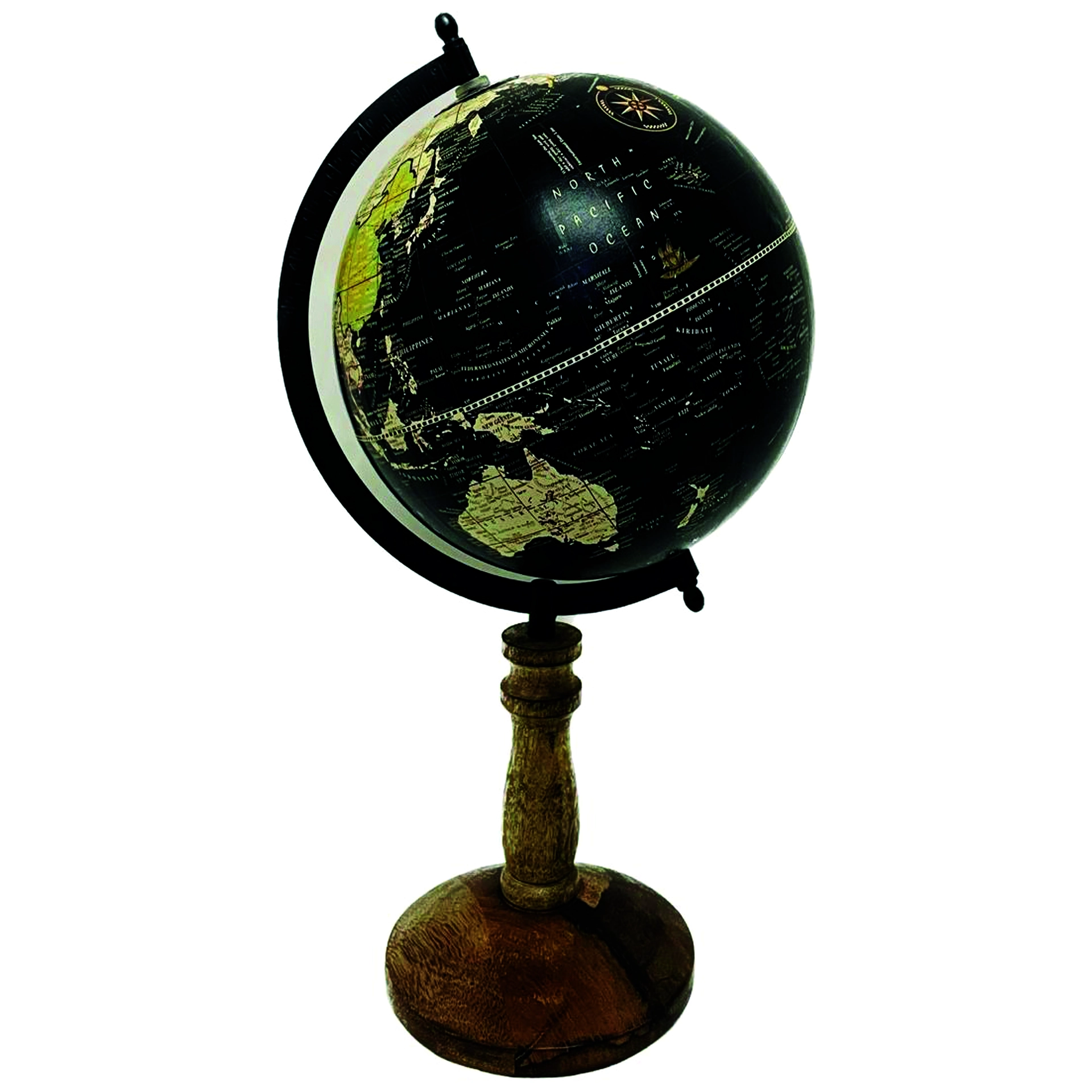 Objekt-Globus auf Fuss schwarz natur H: 40 cm-Decofinder