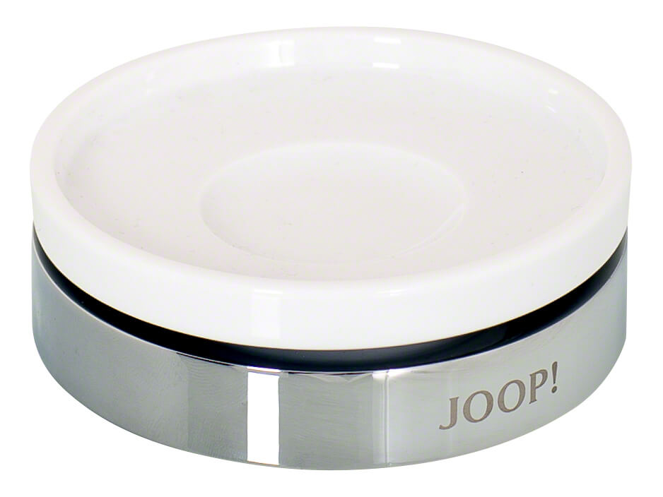 Porte-savon Joop!, laque blanche, chrome, h 3,5 cm diamètre 11 cm