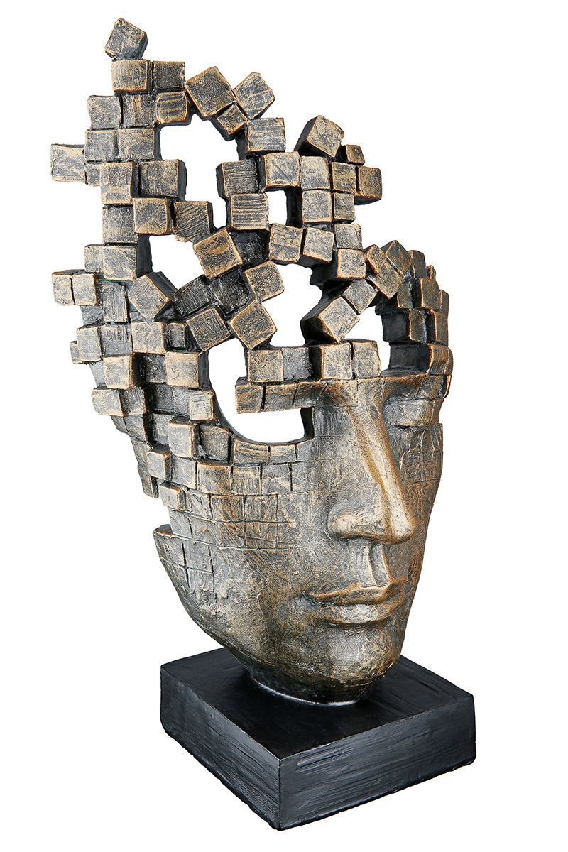 Figur Gesicht, Male Mask, Bronze H: 30 cm Gilde