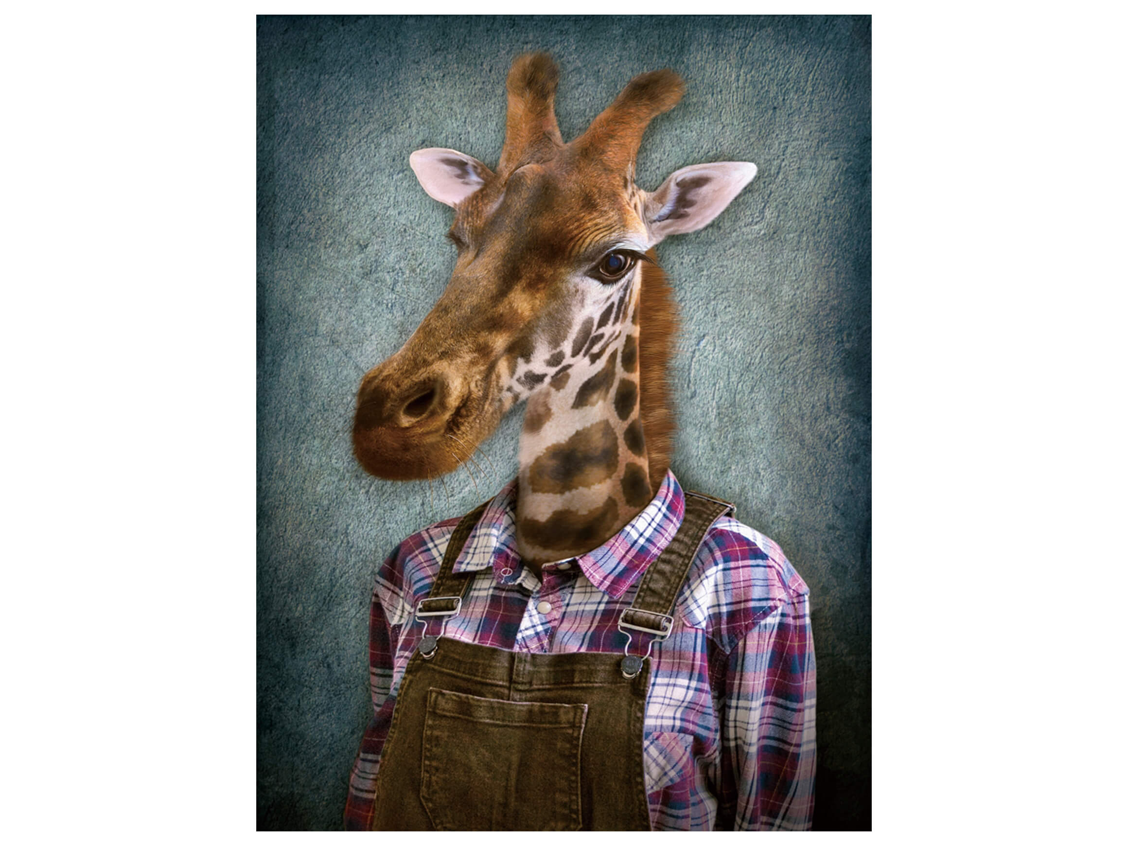 Digitaldruck auf Glas Giraffe mit Latzhose image LAND