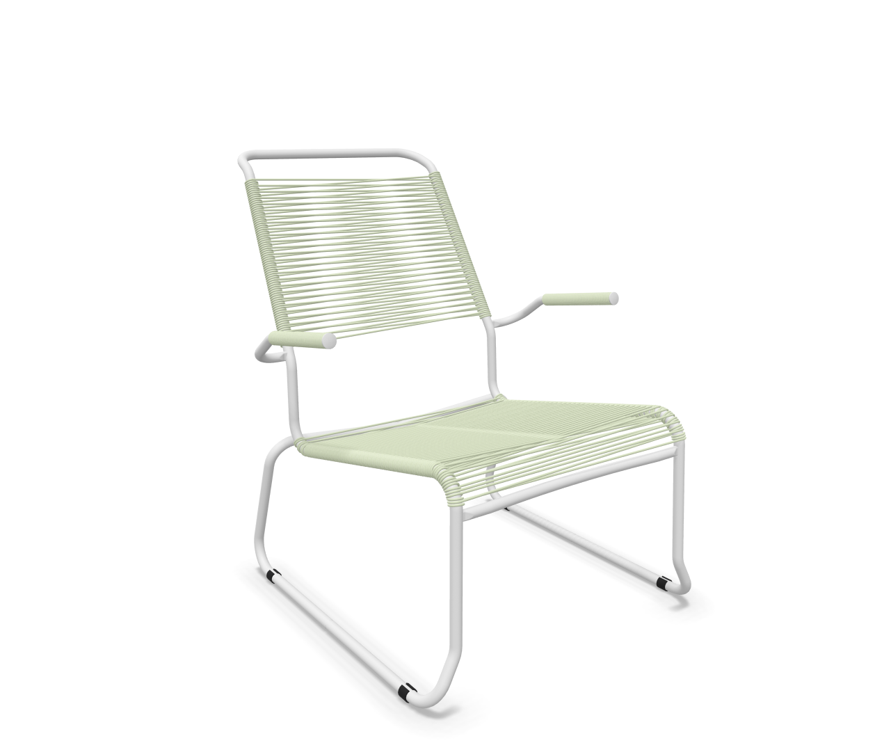 Kufen-Spaghetti-Lounger Säntis mit Lehne / Hochlehner von Schaffner / Farbe: Pastellgrün / Grösse: 68 x 85 cm