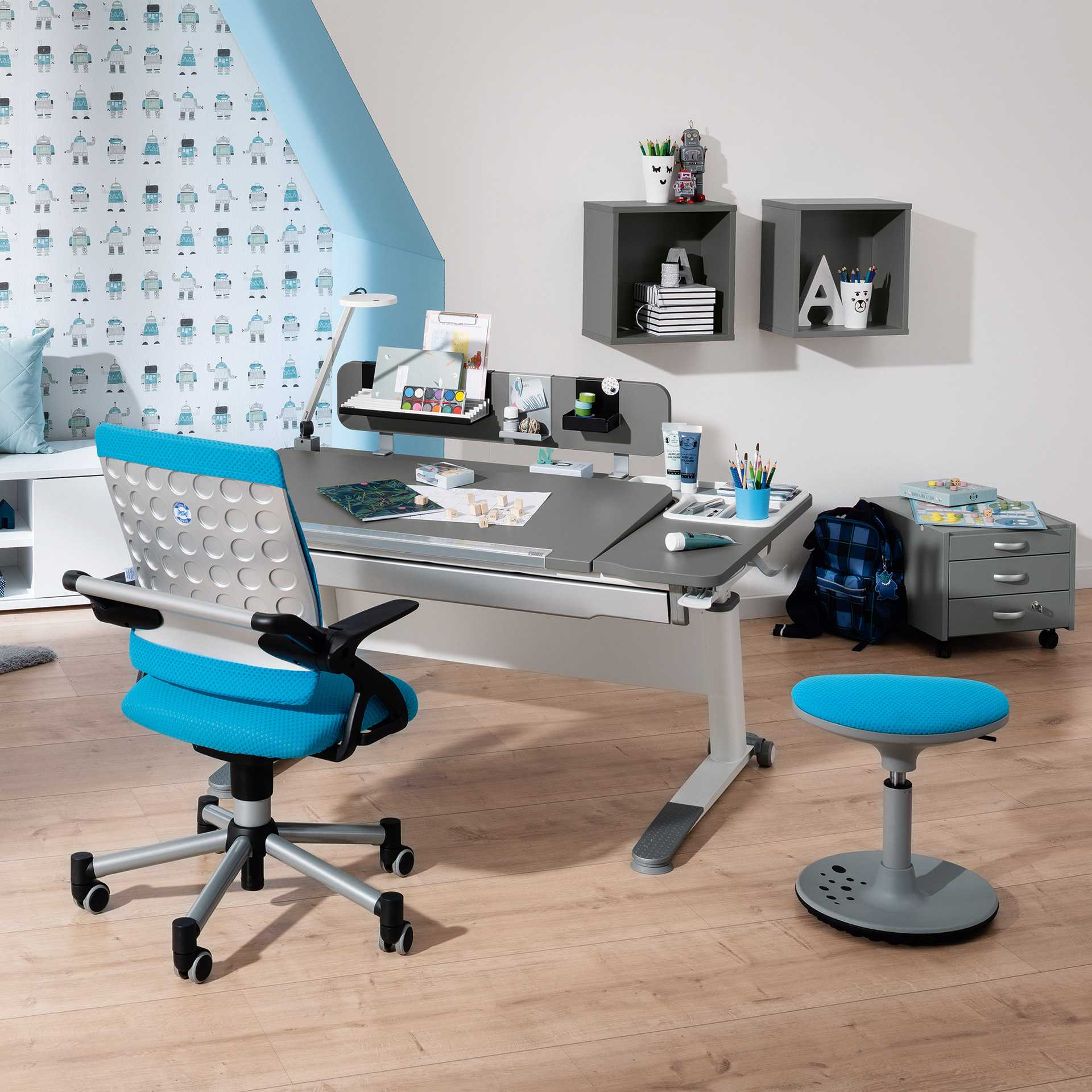 Kinder- & Jugendstuhl Tio Sitness® von Paidi / Farbe: Azurblau / Grösse: 58 x 54 cm