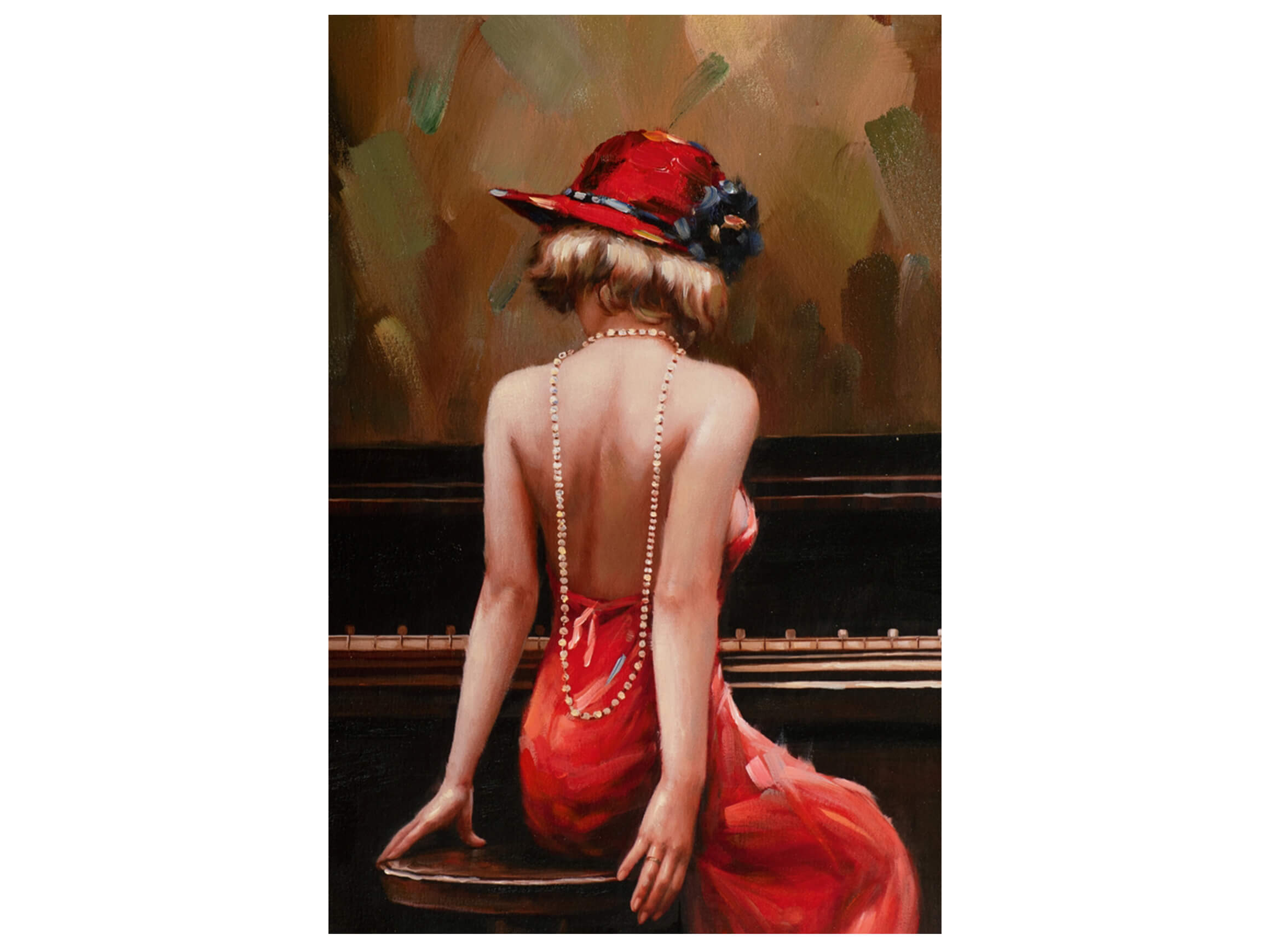 Bild Dame am Piano mit Rotem Hut image LAND