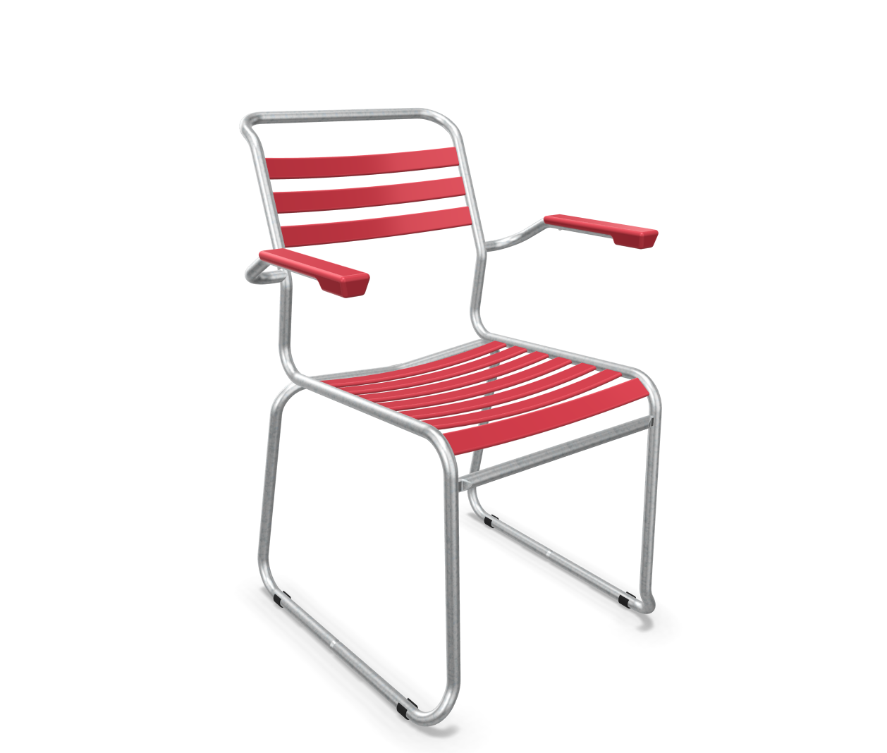 Schaffner Kufen-Lättli-Stuhl Säntis mit Lehne Feuerverzinkt Rot | Schubiger Möbel