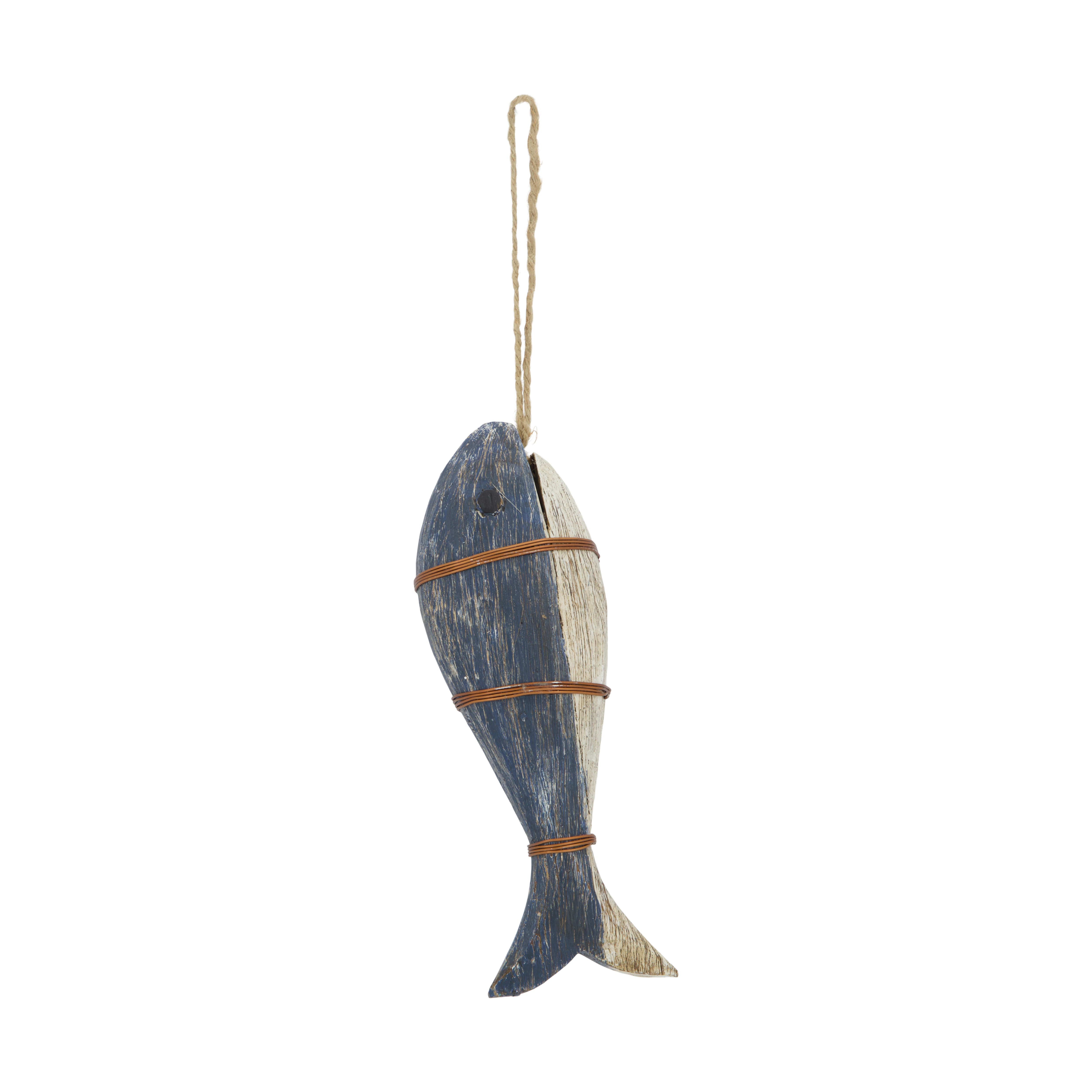 Decofinder Tierfigur Fischanhänger, Blau-Weiss  | Schubiger Möbel