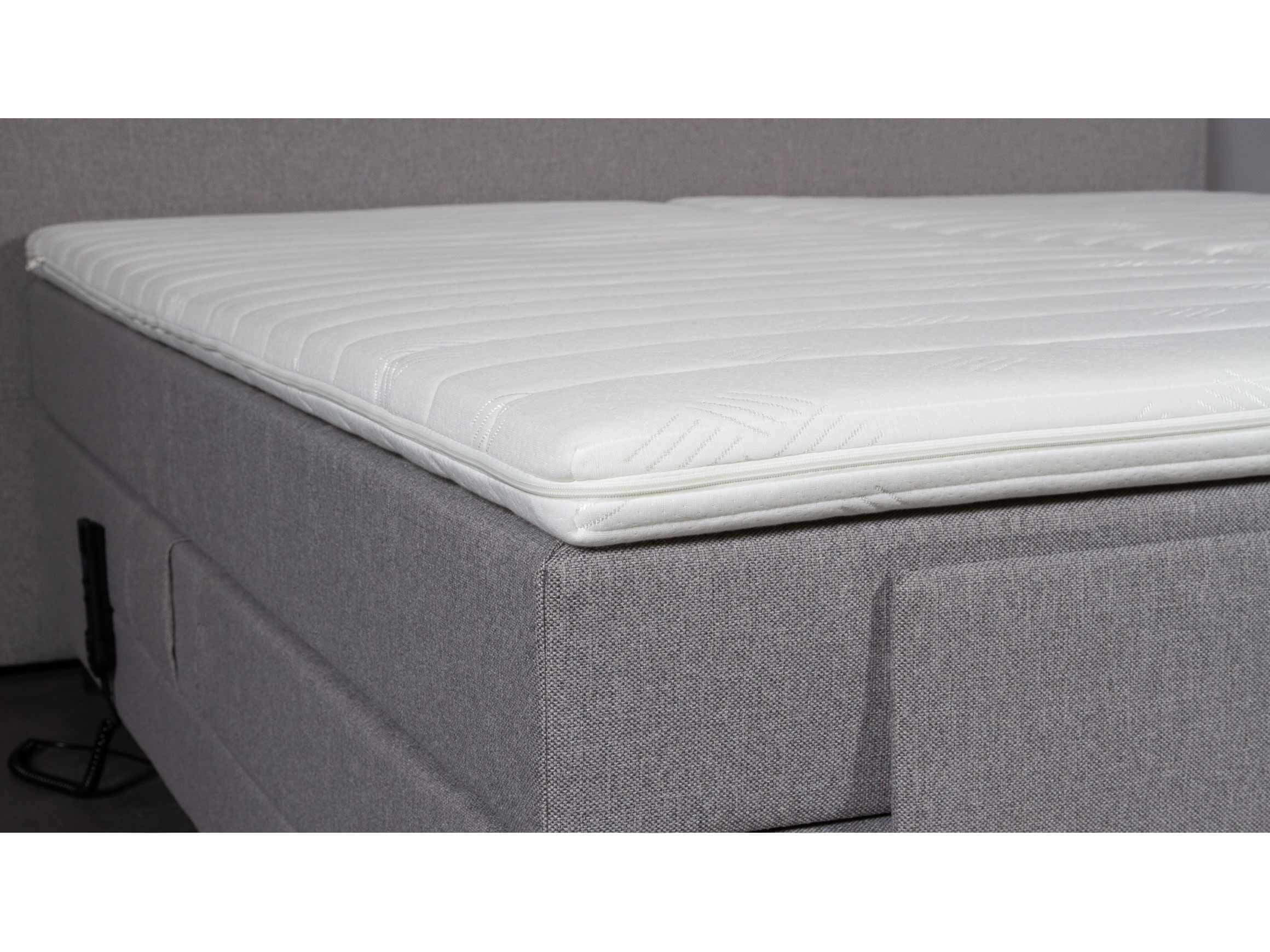 Boxspringbett Eneas, Stoff Anthrazit, Buche, b 200 cm t
