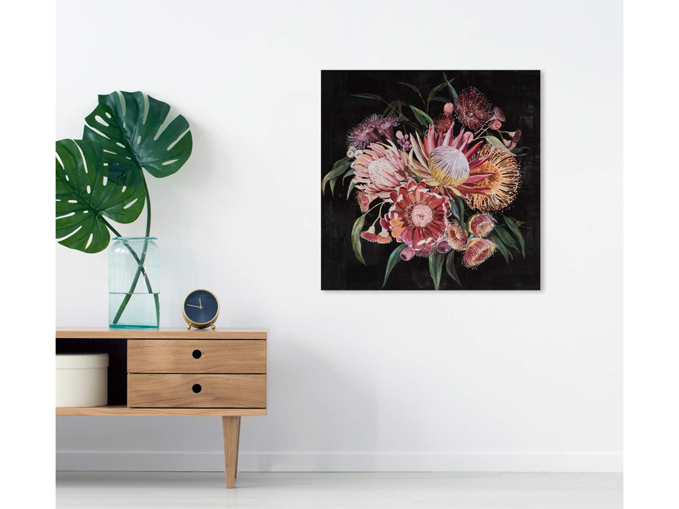 Bild Blumenstrauß auf dunklem Hintergrund image LAND / Grösse: 60 x 60 cm